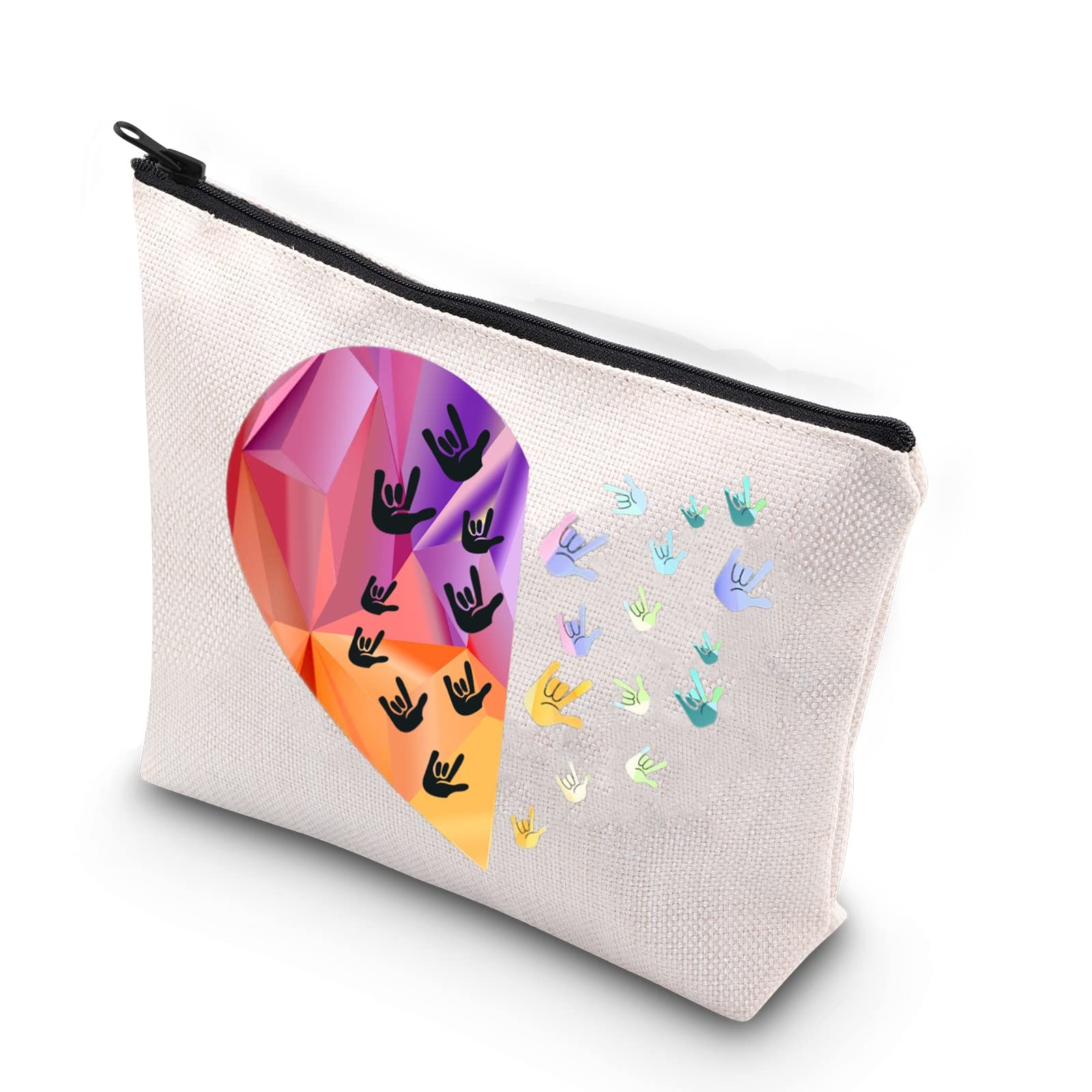 XYANFA Sign Language Heart Makeup Bag – Asl Gift LARGE,