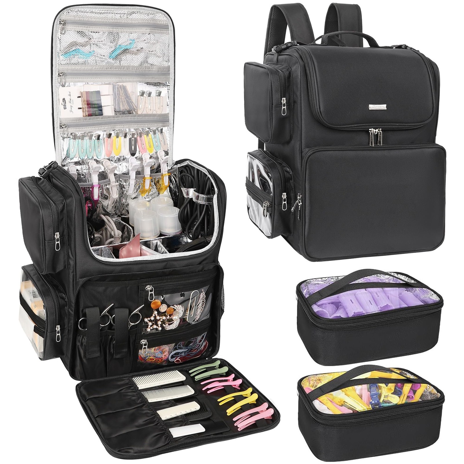 Relavel Hair Tools Travel Bag Stylist Backpack Hairdresser Large, Black