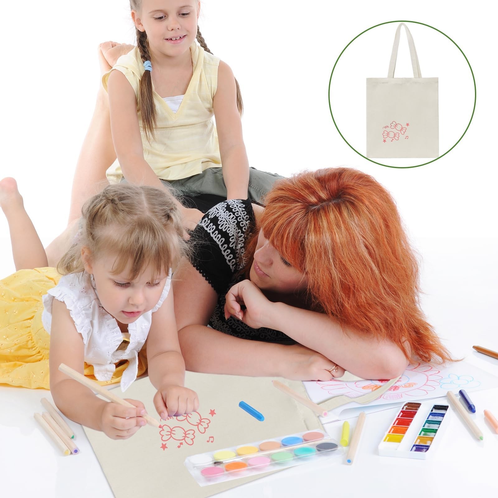 48 Pack Canvas Tote, Reusable Blank Canvas for Shopping,Grocery Bags,DIY Gift…