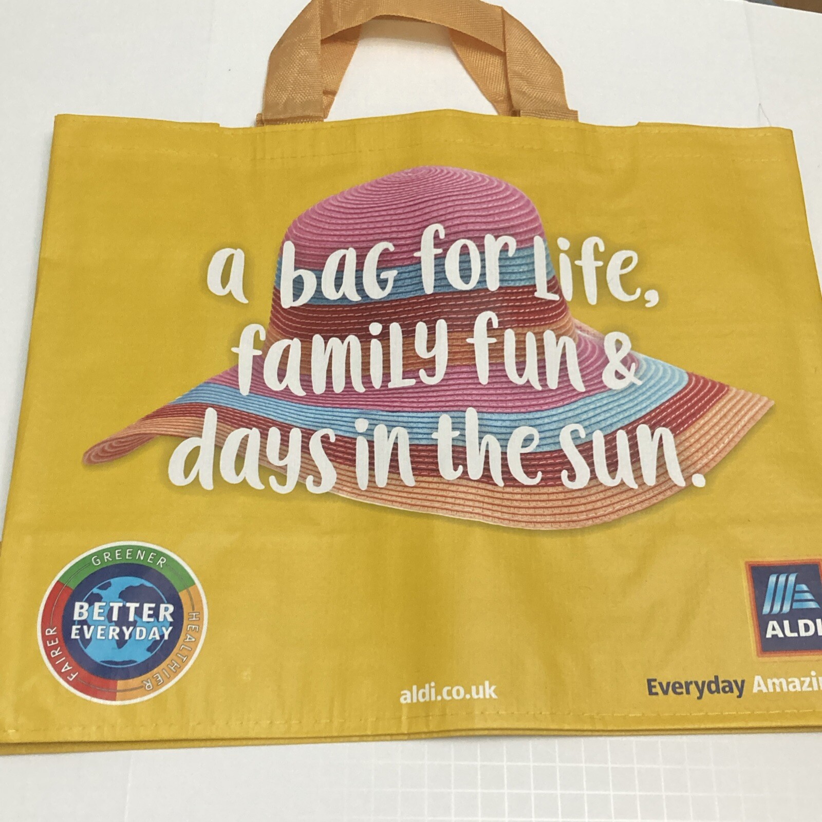 Aldi Broc My World Family Fun Tote Bag Life Yellow New Broccoli Hat Sun Shopper