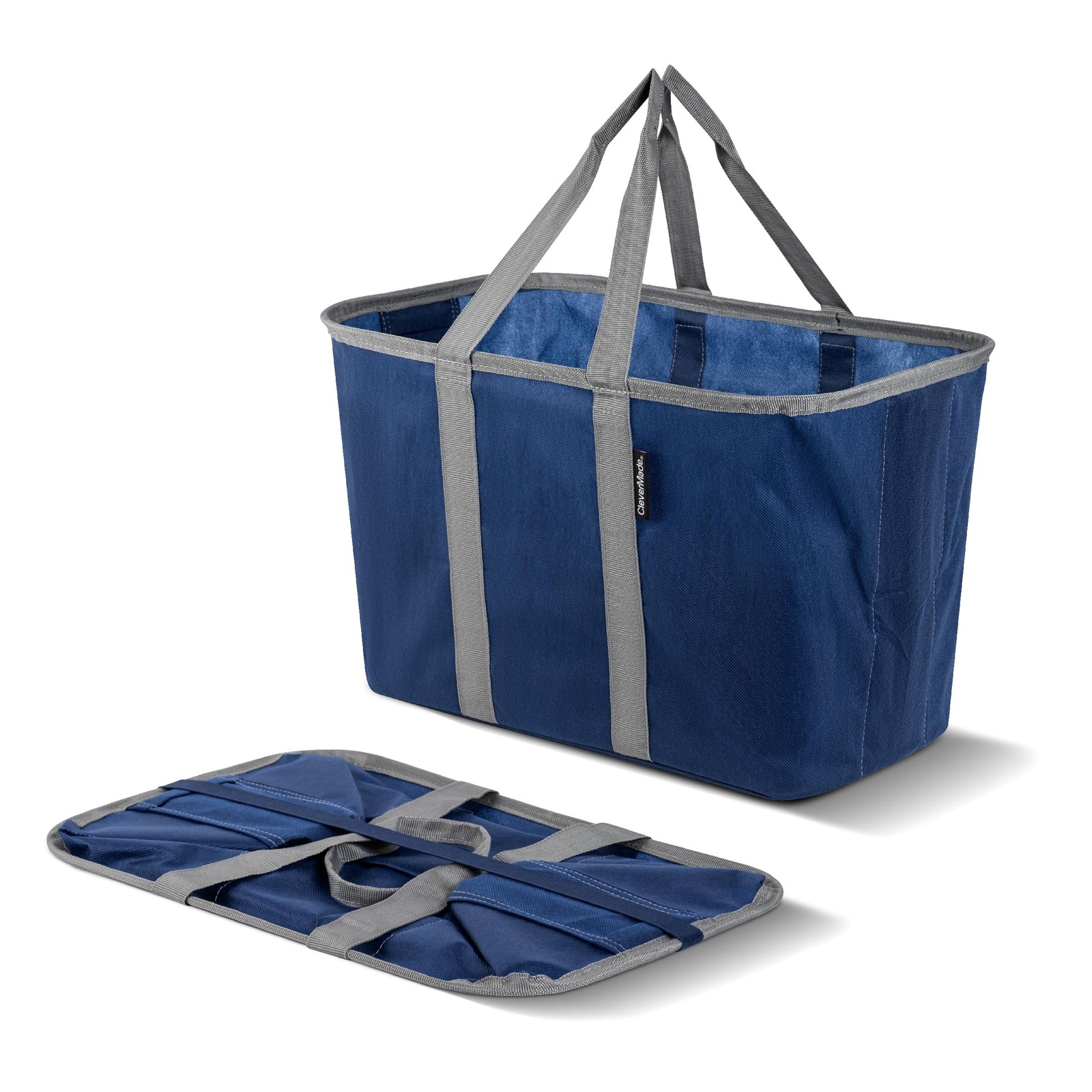 CleverMade EcoBasket 30L Collapsible Tote Basket 3 Pack – Reusable Grocery To…