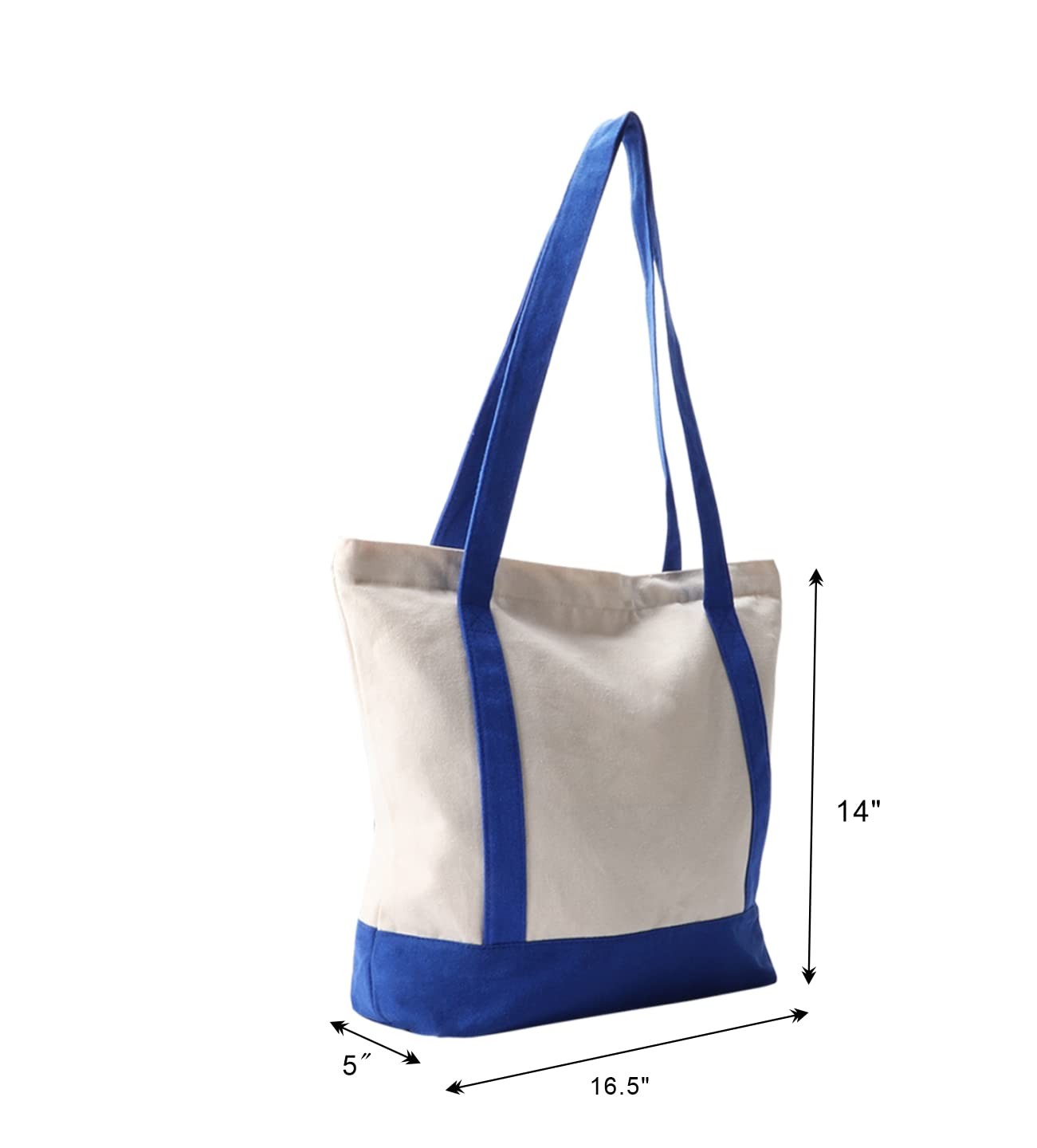 Zippered Canvas Tote Bag, 16.5″x 14″x5 Heavy Duty Plain Blank Canvas Bag Tote…