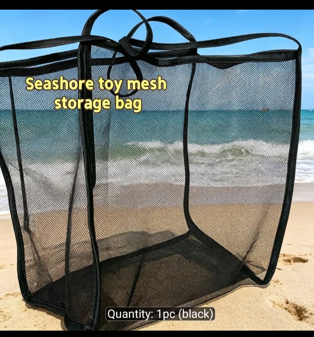 Black Mesh Reusable Beach/ Shopping Bag Tote 33cm H x 40cm L x 23cm W
