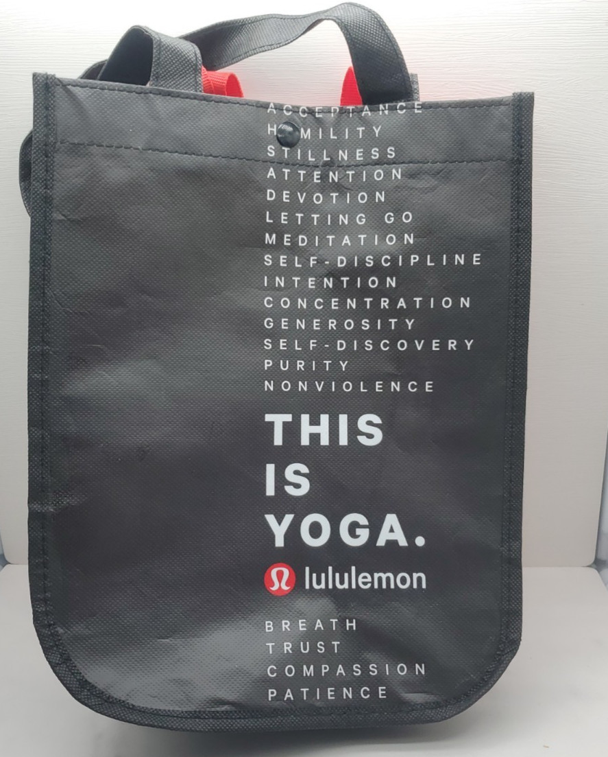 Lot of 2 Lululemon Small Reusable Shopping Tote Bag Red Black ~ Used