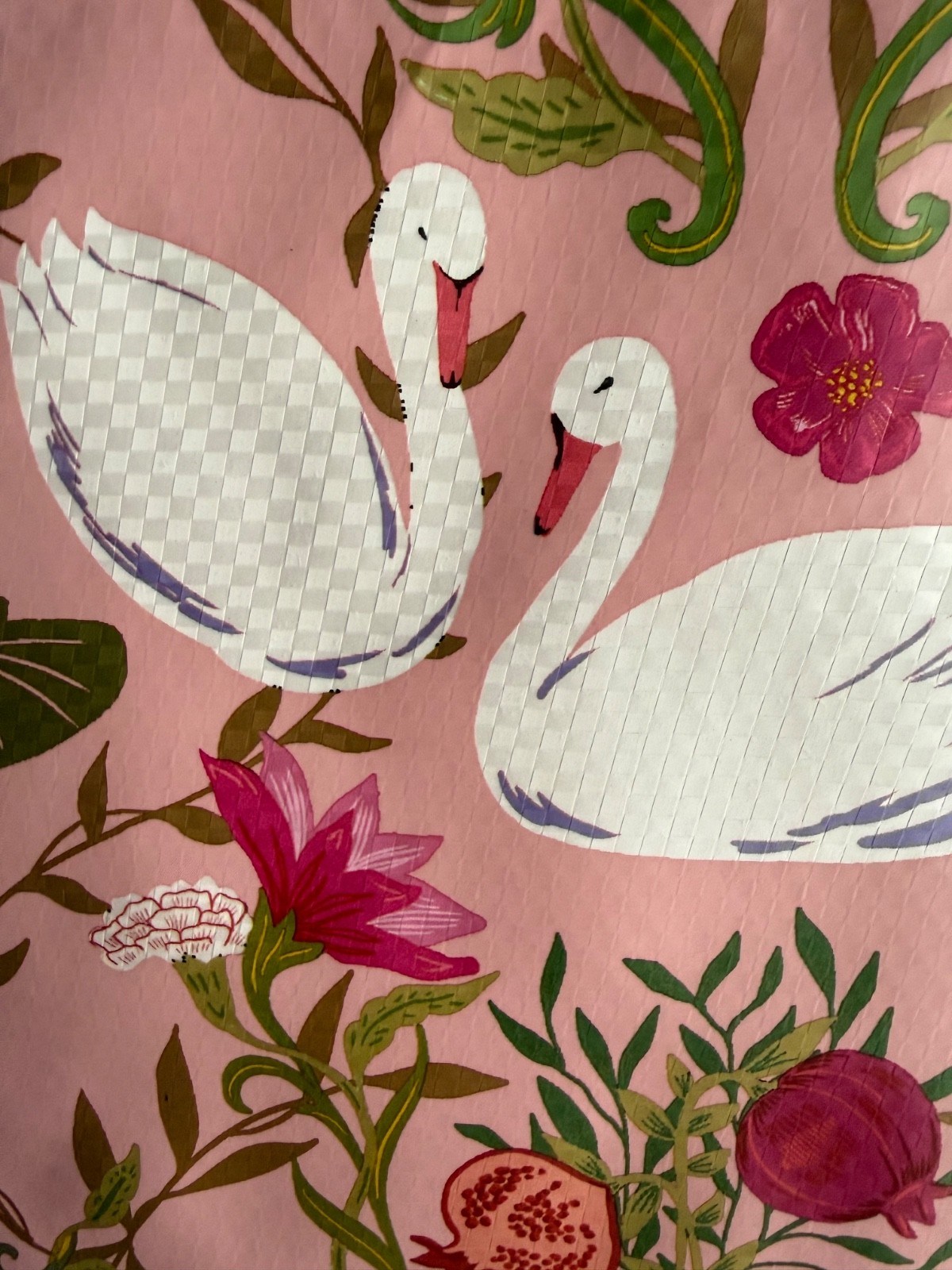 MARSHALLS REUSABLE LARGE TOTE SHOPPING BAG 20″ X 18″ SWAN LOTUS FLOWERS PINK NEW
