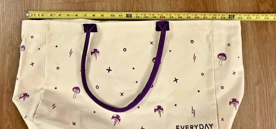 Everyday Dose NEW Canvas Cotton Reusable Mushroom Oversized 20″x 13″ Tote Bag