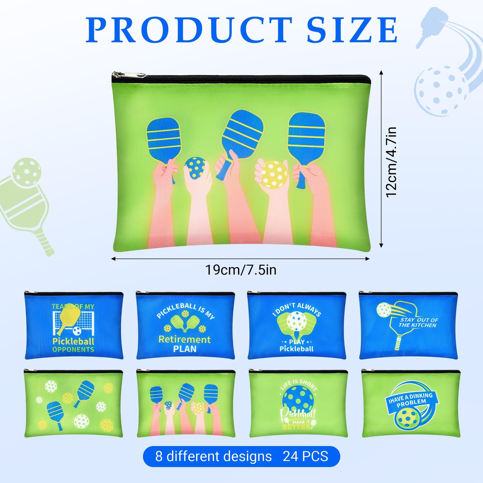 24 Pcs Pickleball Makeup Bags Bulk Gifts for Women, Multicolor