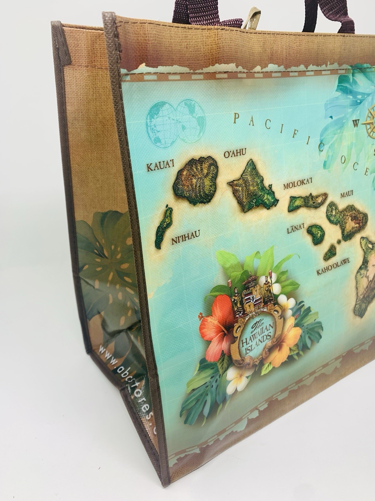 ABC STORES **Hawaiian Islands Vintage Map** Reusable Bag 12.75″ x 13″ x 7.5″