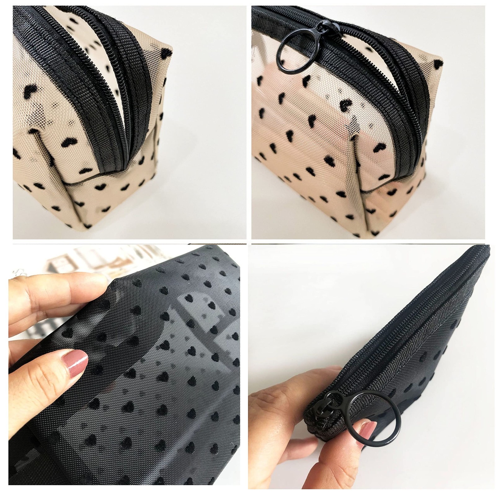 VEDO SHIPIN Zipper Mesh Makeup Bags, Mini Bag, Portable one size, D