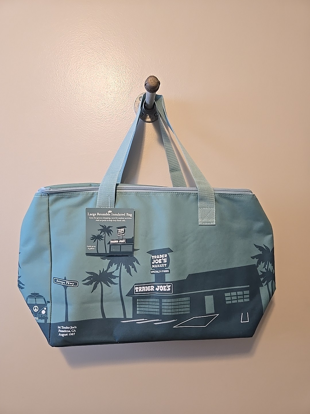 Trader Joe’s 8 Gallons Reusable Bag Cooler Large Insulated Tote Dusty Blue New