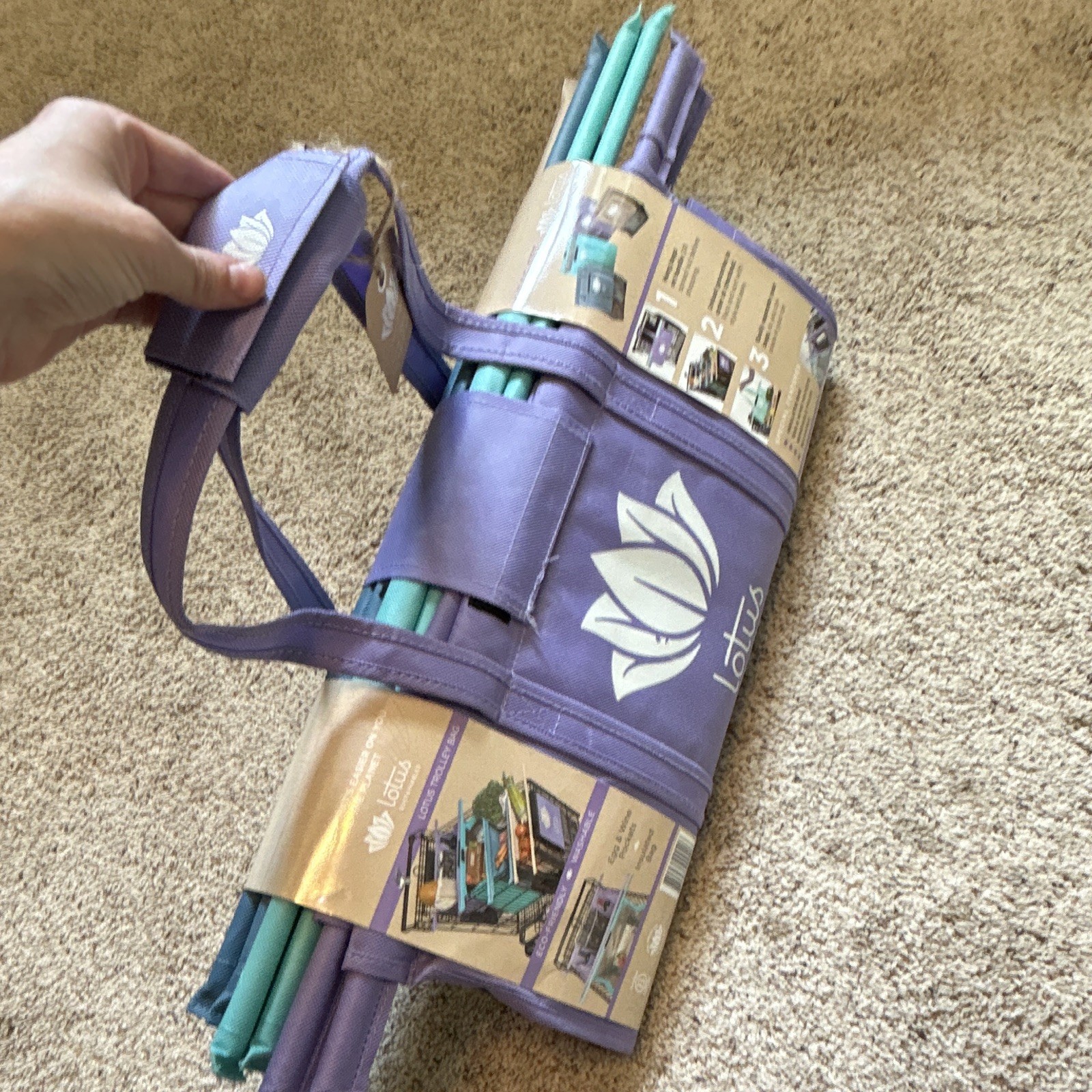 Lotus Sustainables Lotus Trolley Bag 4-Piece Set Insulated Washable Purple