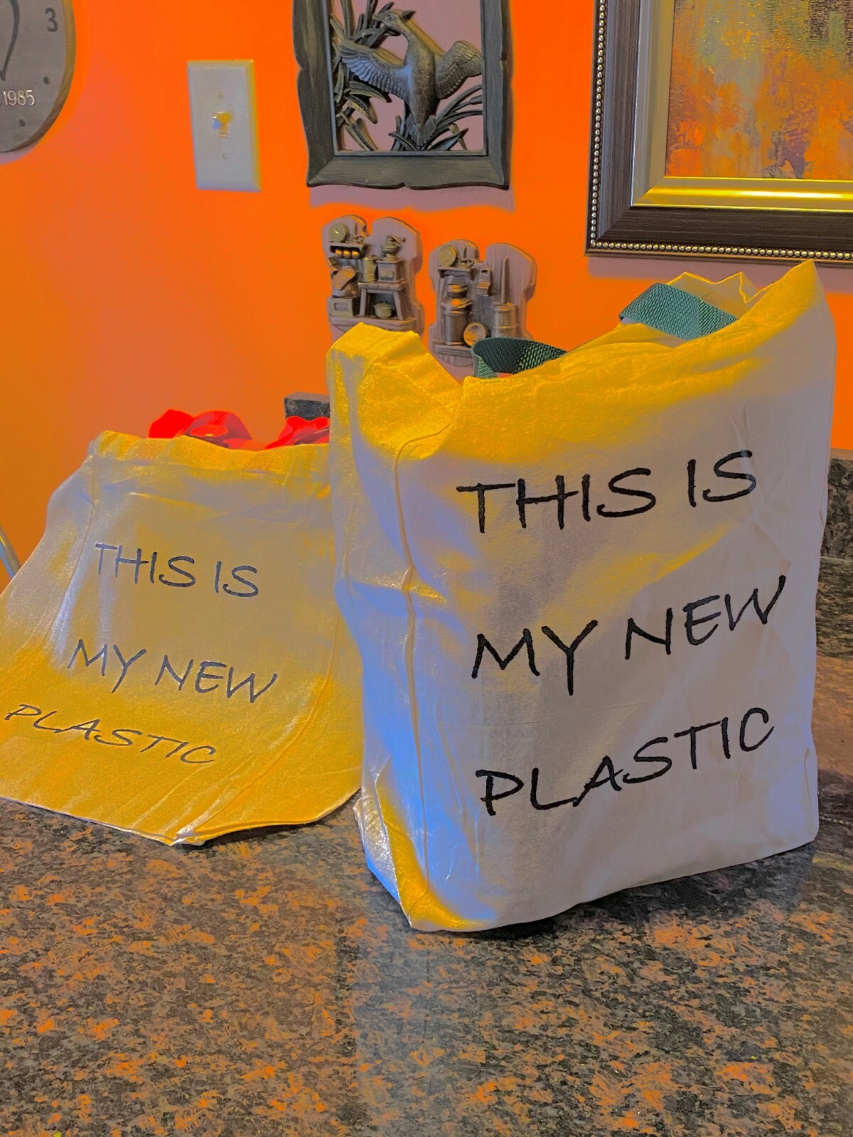 Canvas Natural Cotton Grocery Tote Bag – “This Is My New Plastic” 