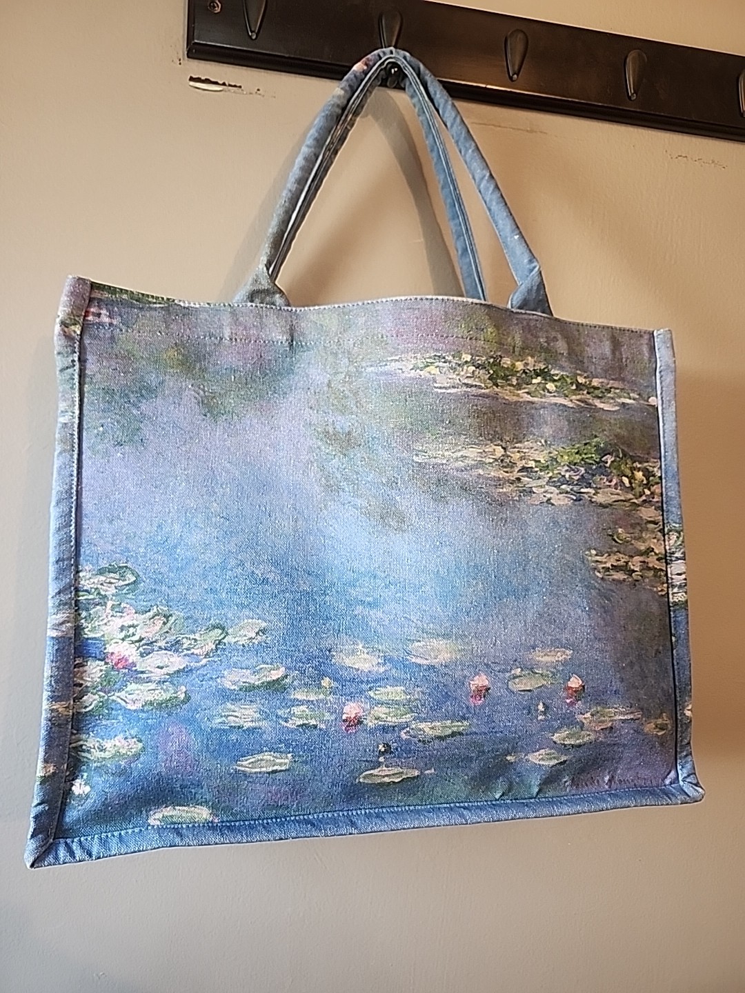 Claude Monet Inspired Water Lilies Canvas Reusable Farmers Market Shopping Bag