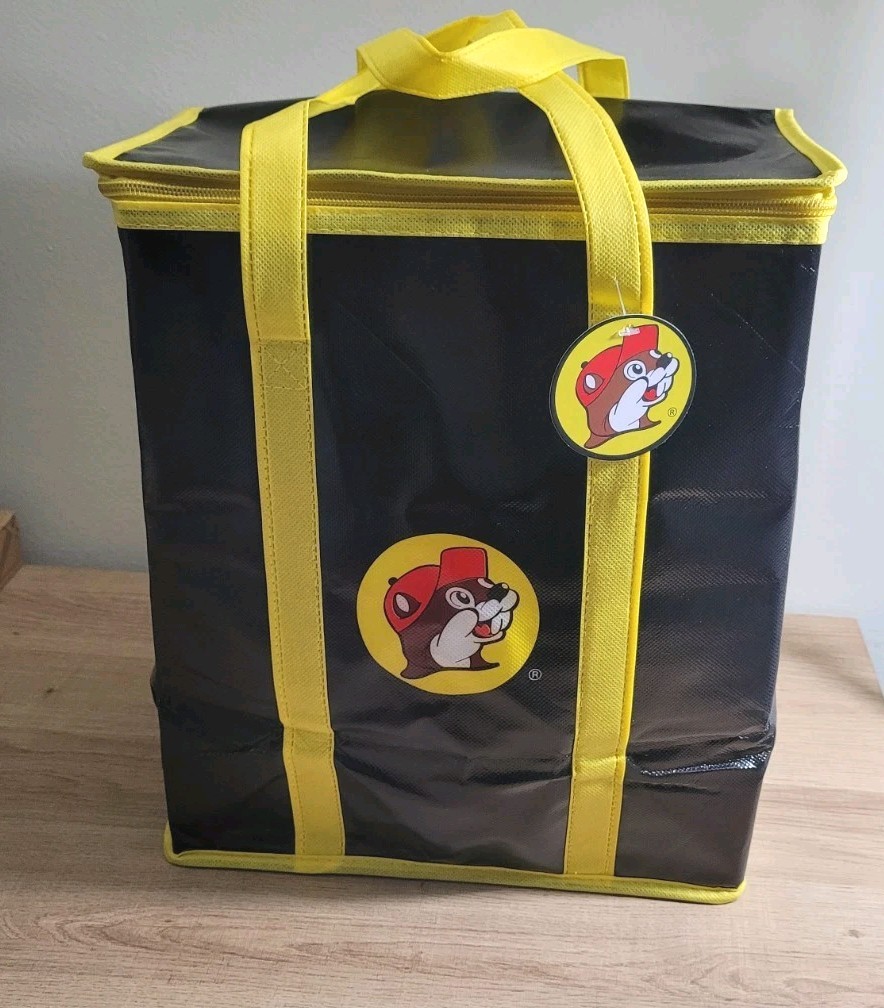 Buc-ee’s Cooler Bag Black Yellow Insulated Tote Grocery Travel Lunch Carrier NEW