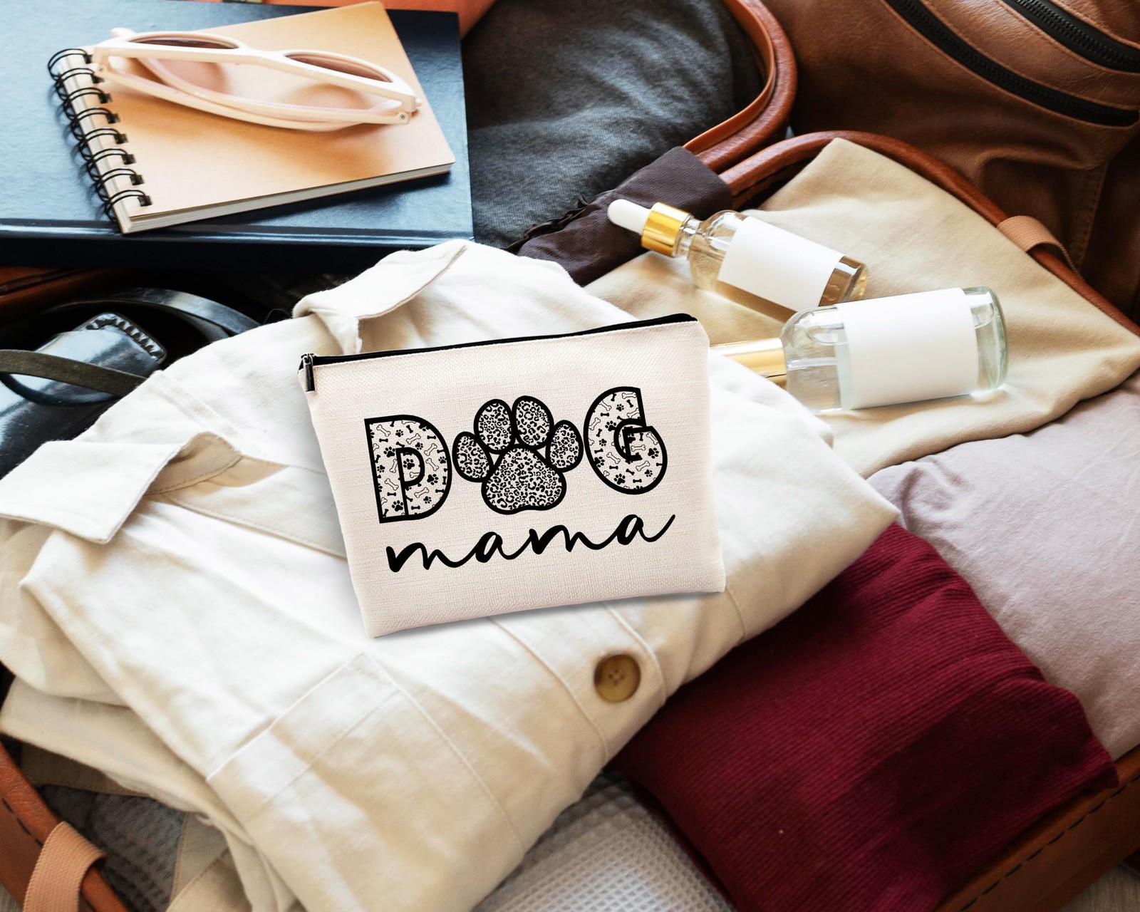kdqua Dog Mom Makeup Bag, Christmas Gifts for Lovers Mama Women, mama