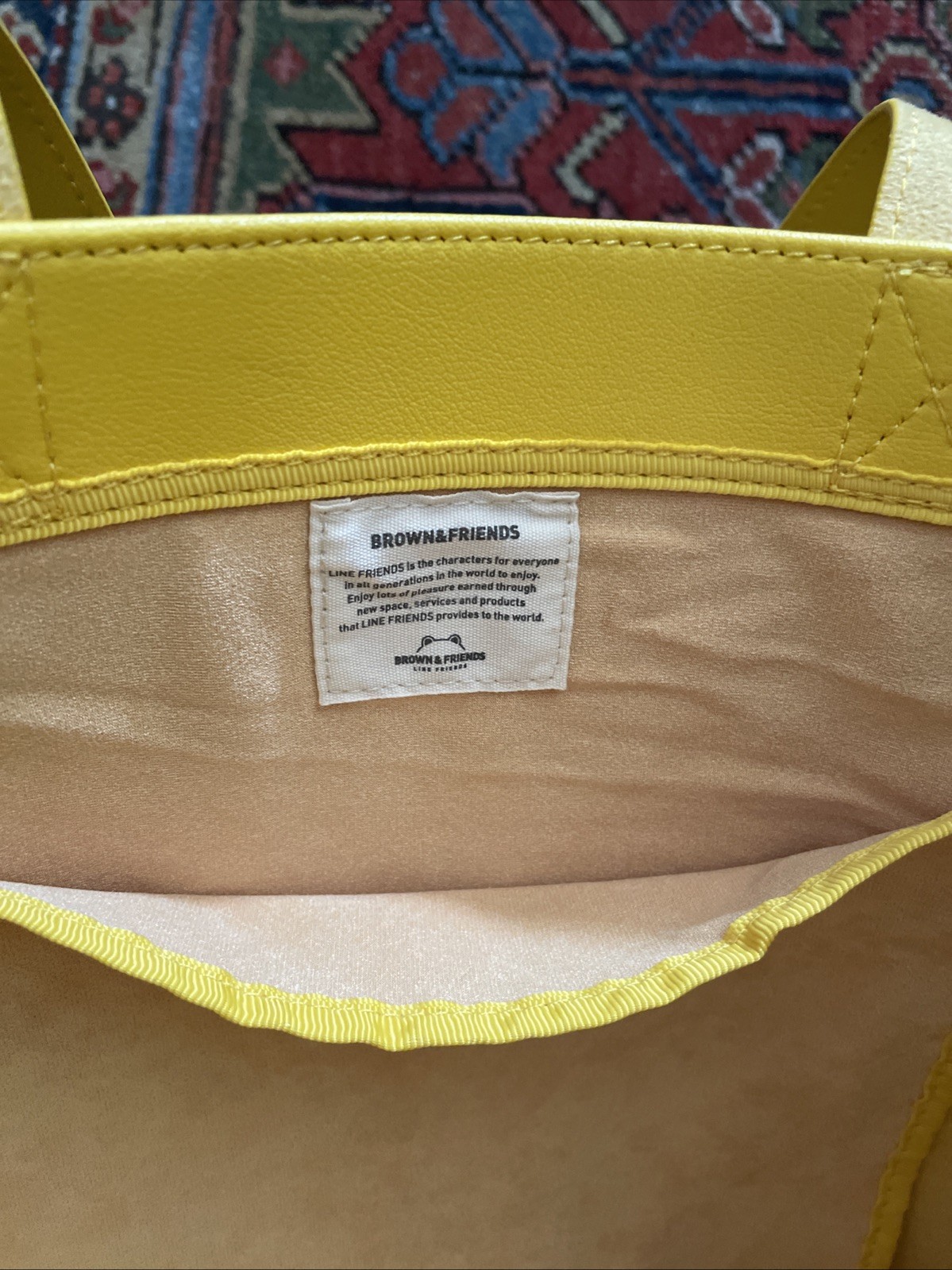 NWT LINE FRIENDS Sally Faux Leather Large Purse Tote Shopping Bag Yellow
