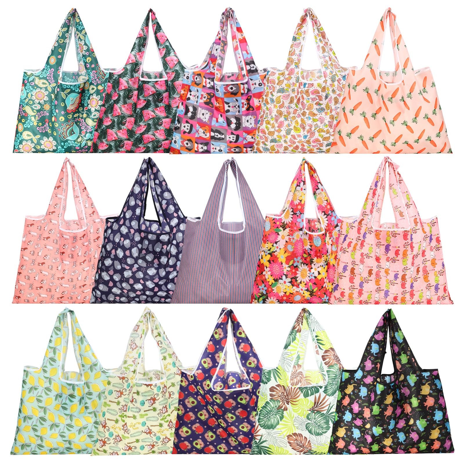 15 Pcs Extra Large 55lbs Foldable Reusable Grocery Bag 210d Large Tote Oxford…