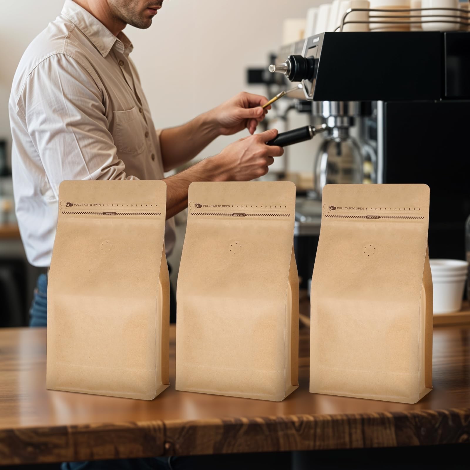 50 PCS 1 Lb Coffee Bags with Valve, Stand Up Pouches for Freshness, Large