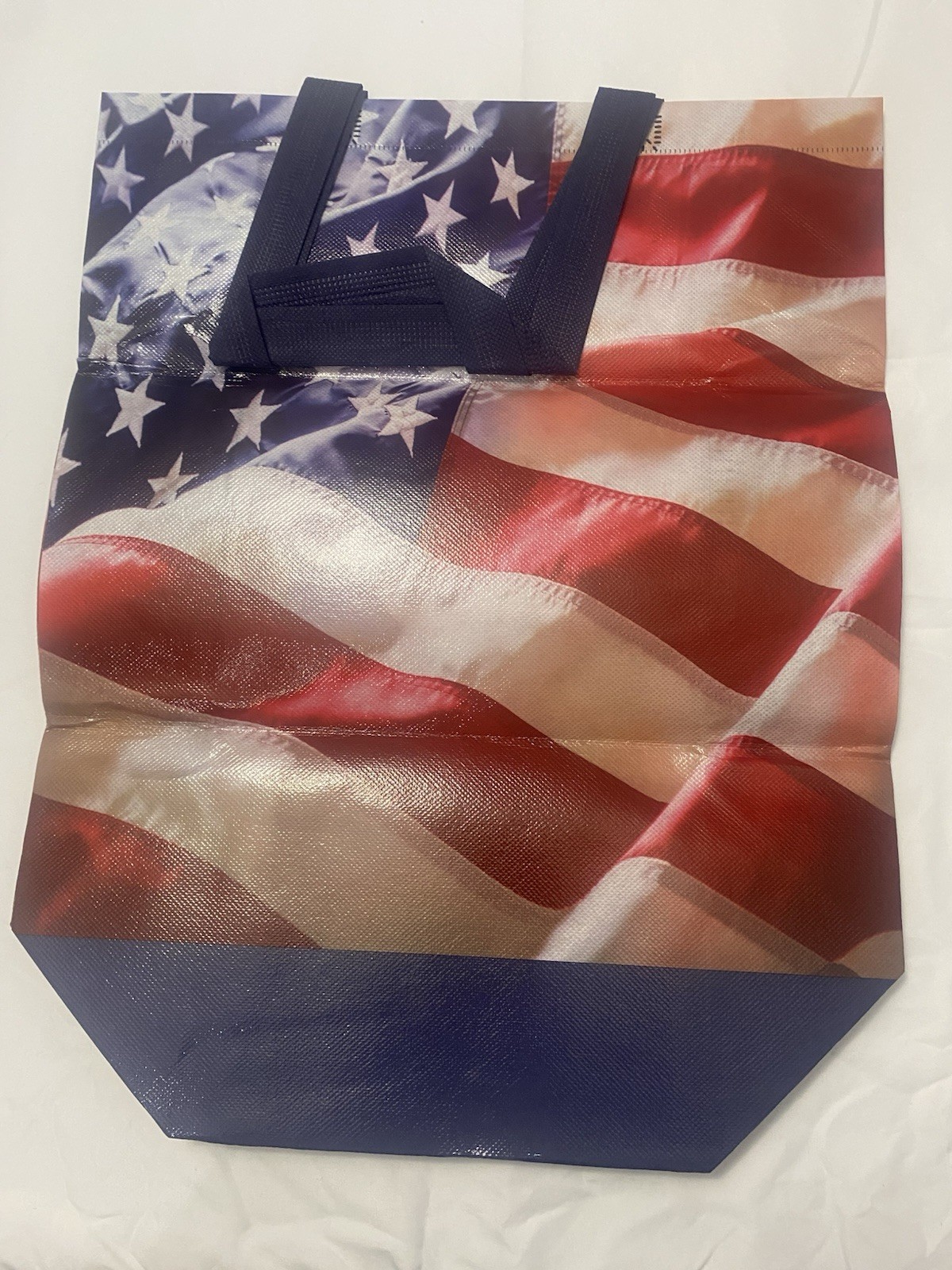 Reusable Foldable Plastic Shopping Bag Multicolor American Flag Pattern