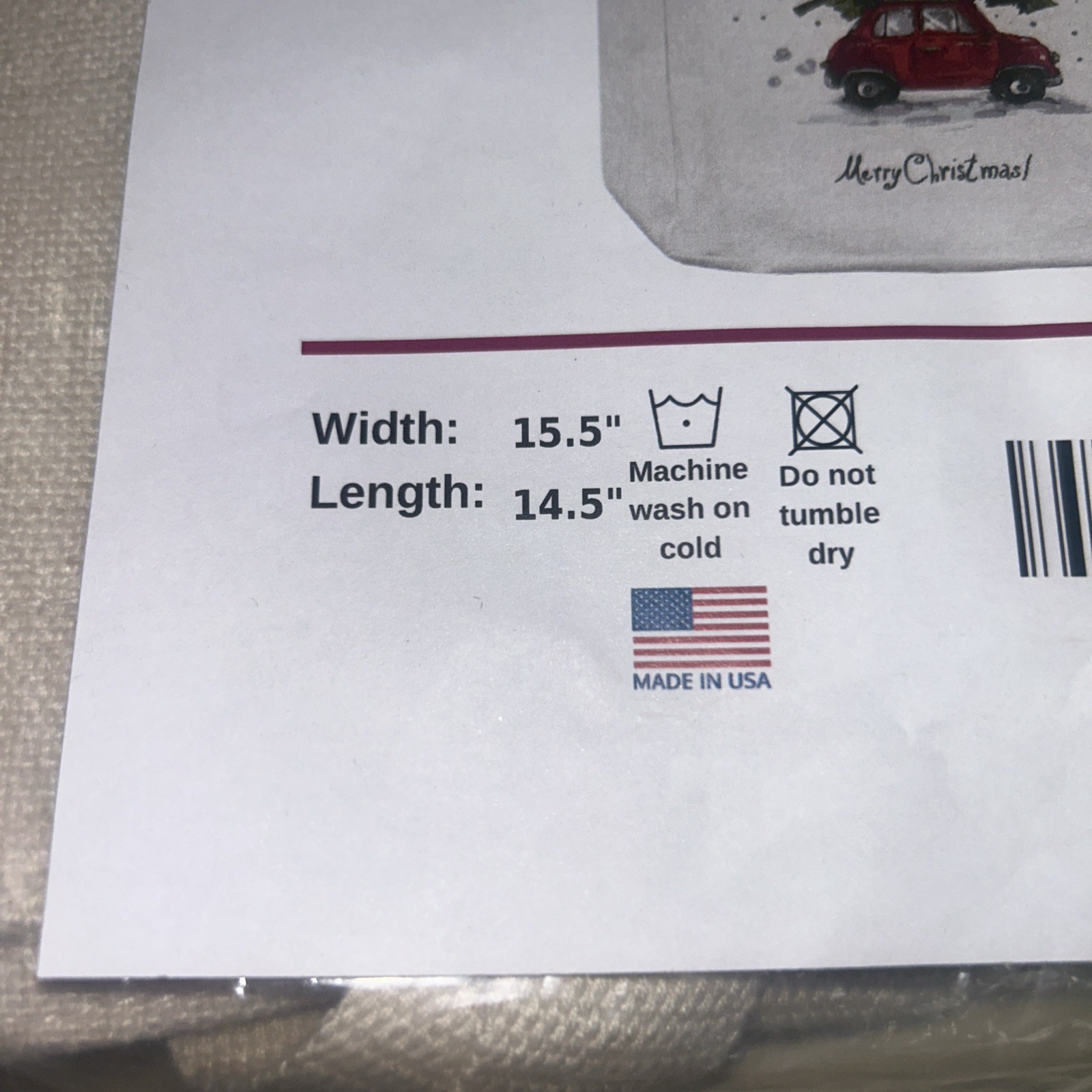 Little Red Car With Tree Heavyweight Sturdy Linen Shopping Bag Tote NIB Holiday