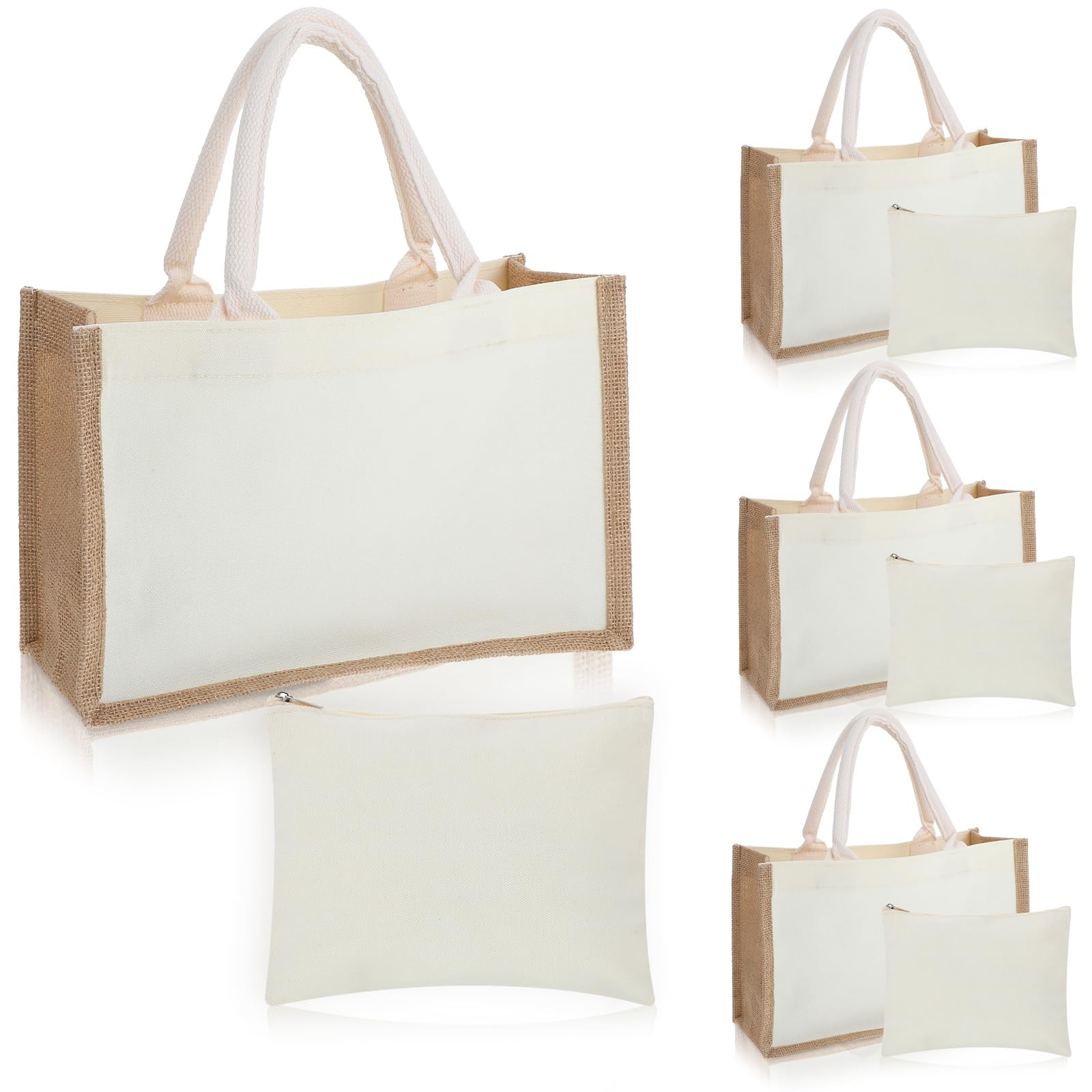 HOFURME 4 Sets Natural Burlap Medium to Large (12.6″ x 8.5″ x 5.3″), Beige