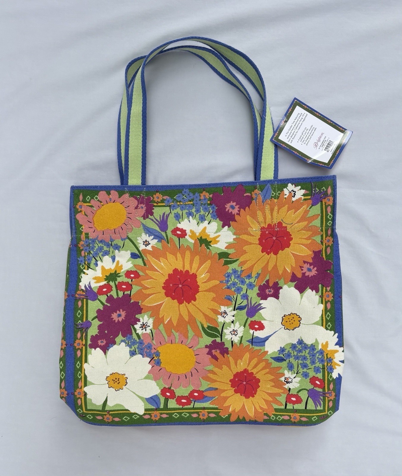 Brighton In The Garden Tote Bag Canvas With Two Straps, Zipper Pocket Inside