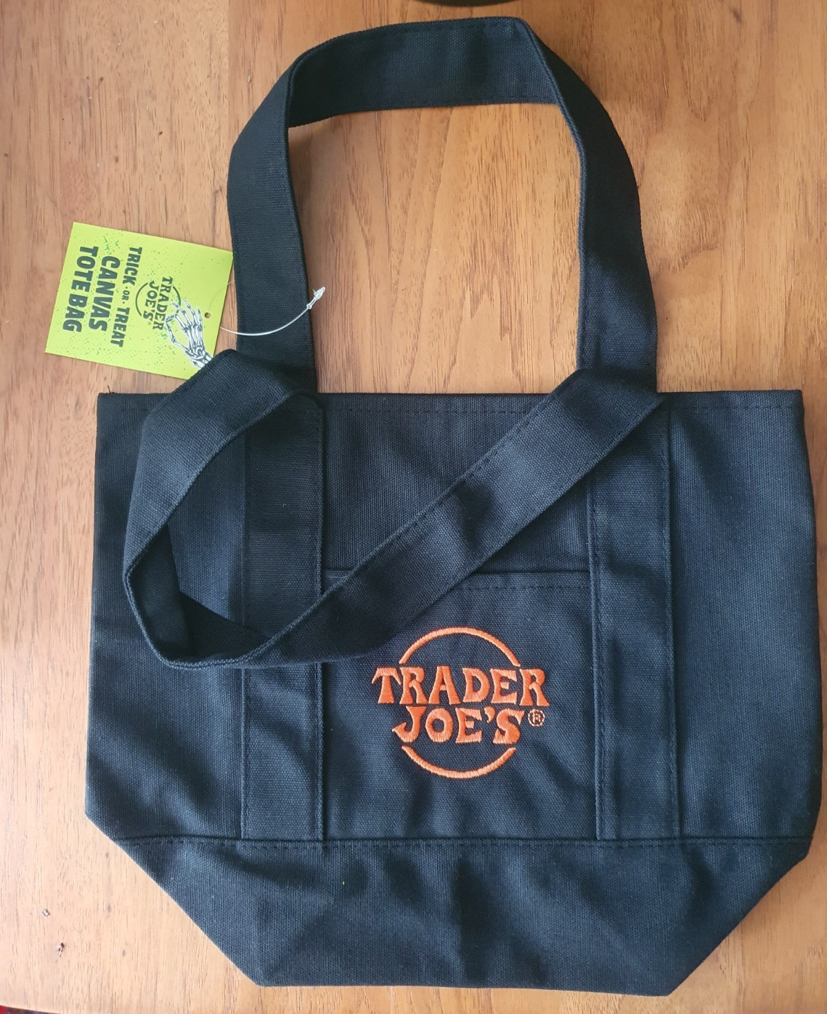 Trader Joe’s Mini Tote Bag Trick-Or-Treat New with Tags Black Orange Halloween
