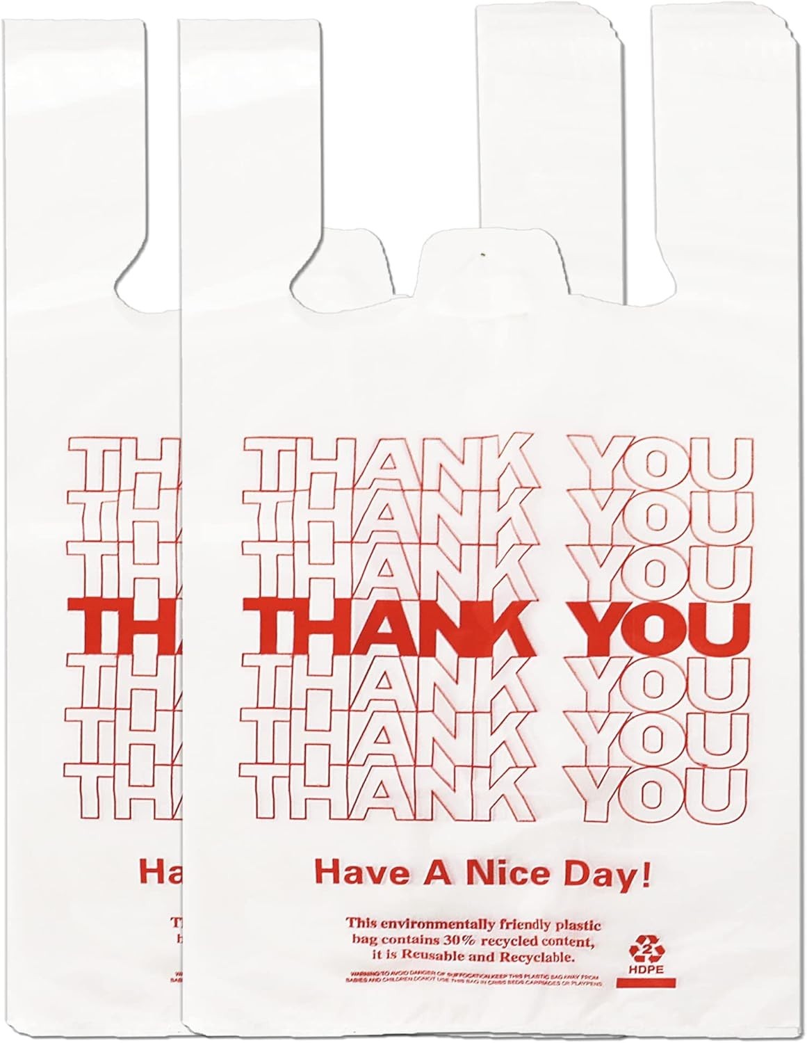 White Thank you T shirt bag, Grocery shopping bag Reusable and Disposable Sup…