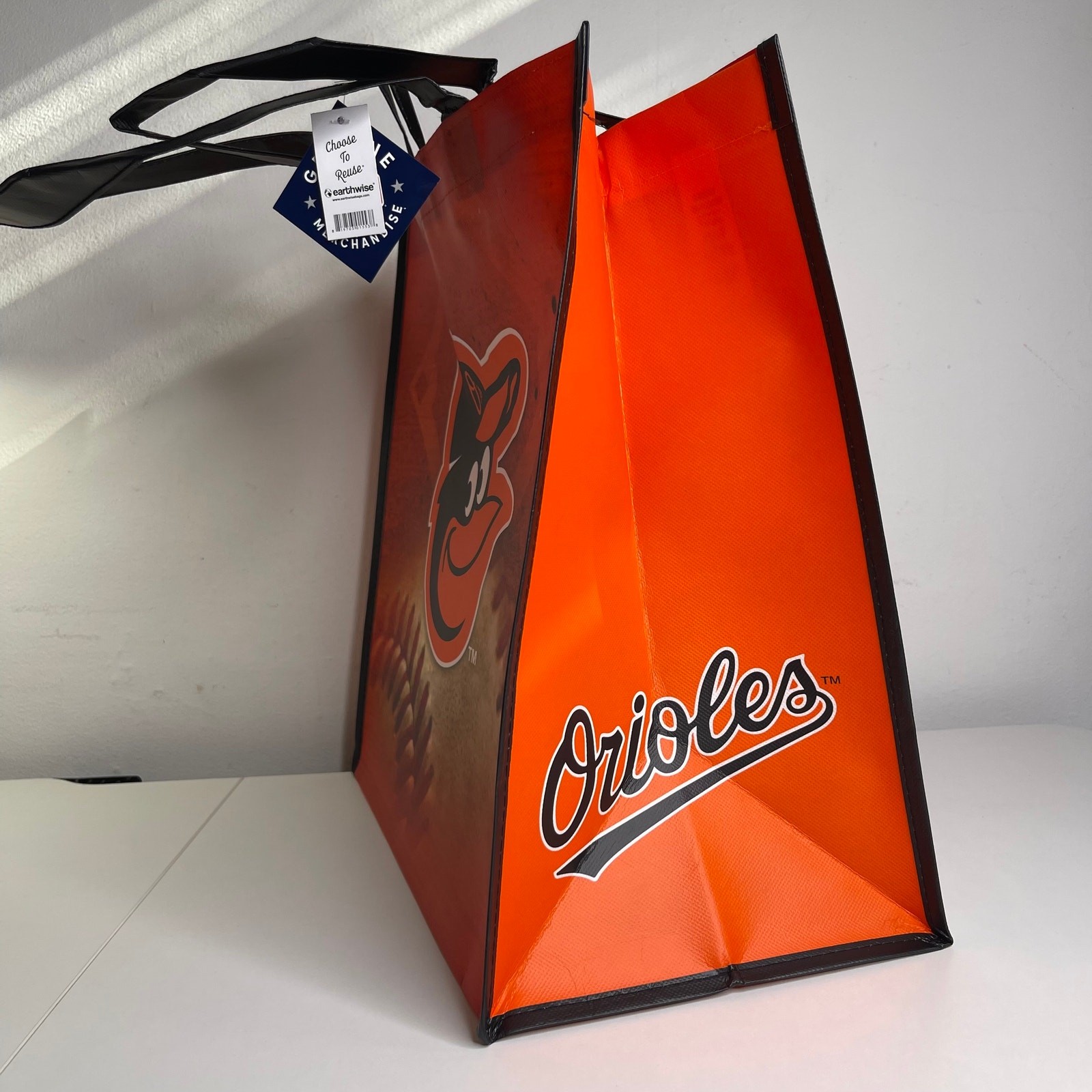 Baltimore Orioles Baseball Orange + Black Reusable Shopping Tote Bag MLB NWT NEW