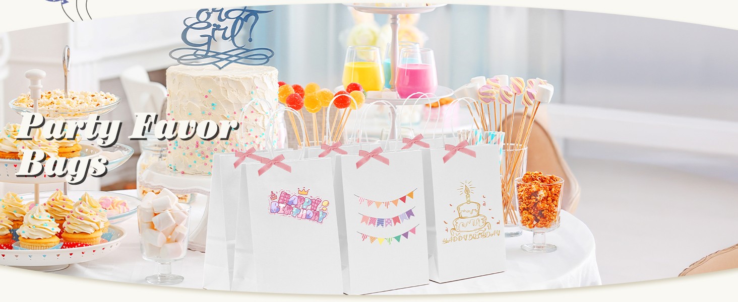 White Paper Bags with Handles 5.25 x 3.75 x 8 In, 20 Pack, Small Bags for
