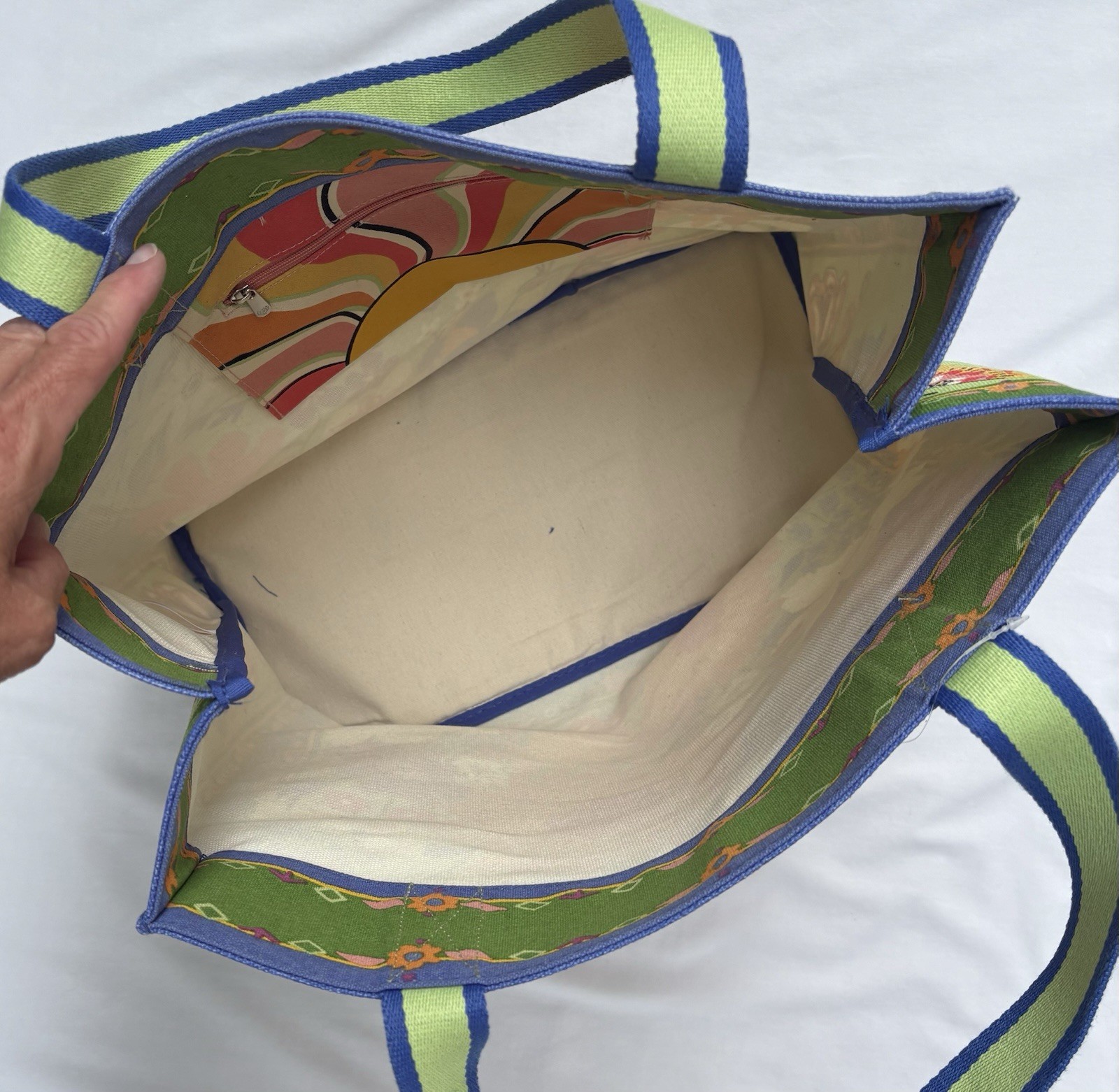 Brighton In The Garden Tote Bag Canvas With Two Straps, Zipper Pocket Inside