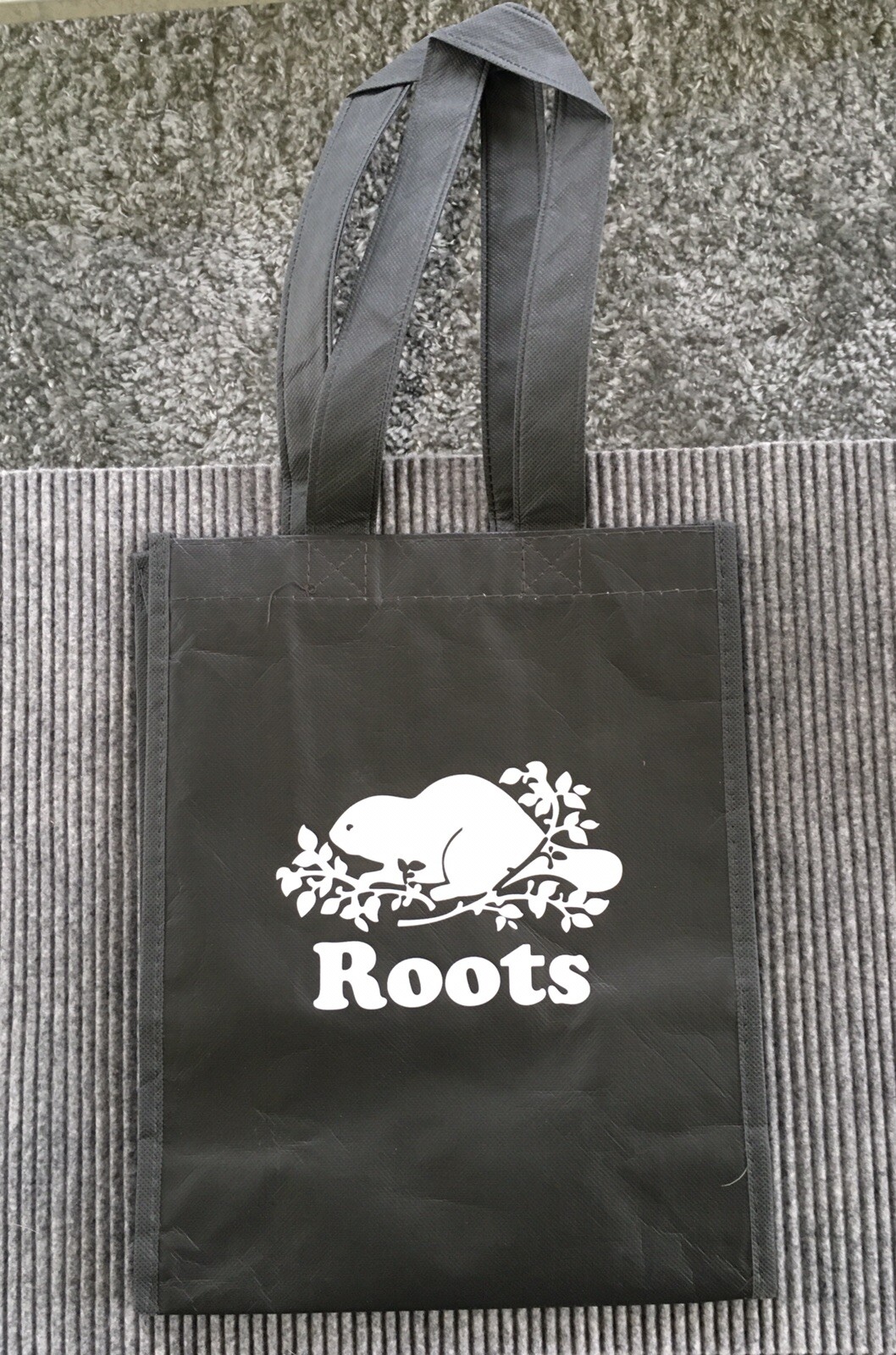Roots Athletic Canada Black Reusable Shopping Bag Beaver Logo Pre-owned