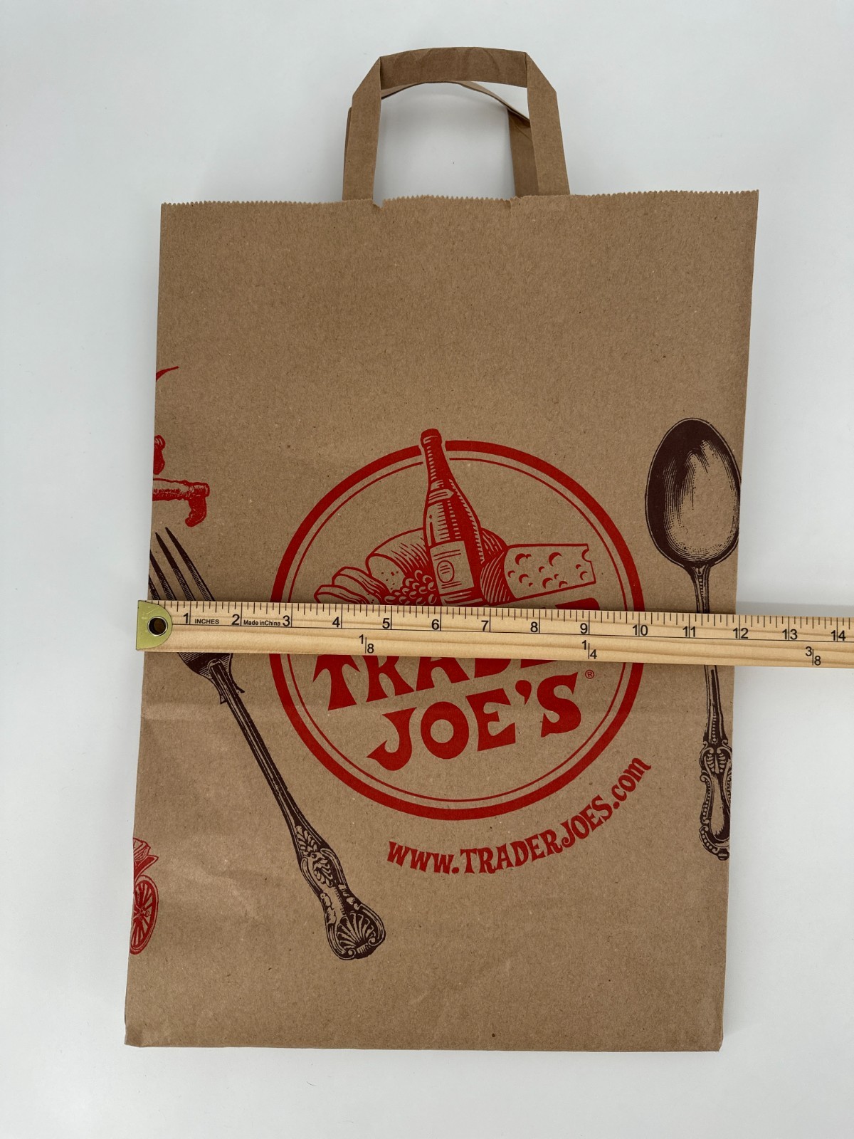 Trader Joe’s Reusable Burlap Shopping Bag Vegetables 16x12x8” 2 Paper Bags Set