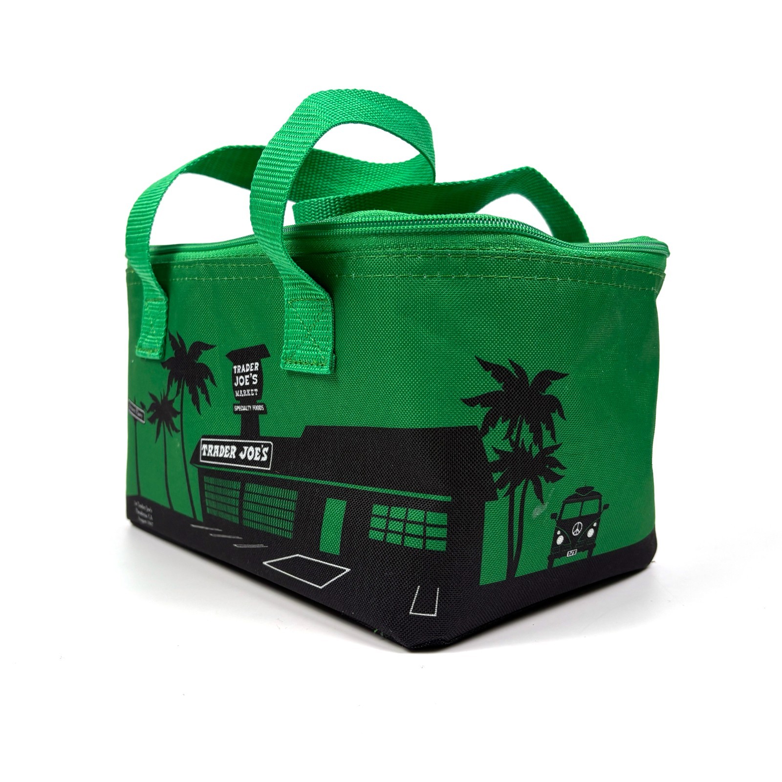 NWOT Trader Joes Green Mini Insulated Tote 1.5 Gallons Green Black Tropical VW