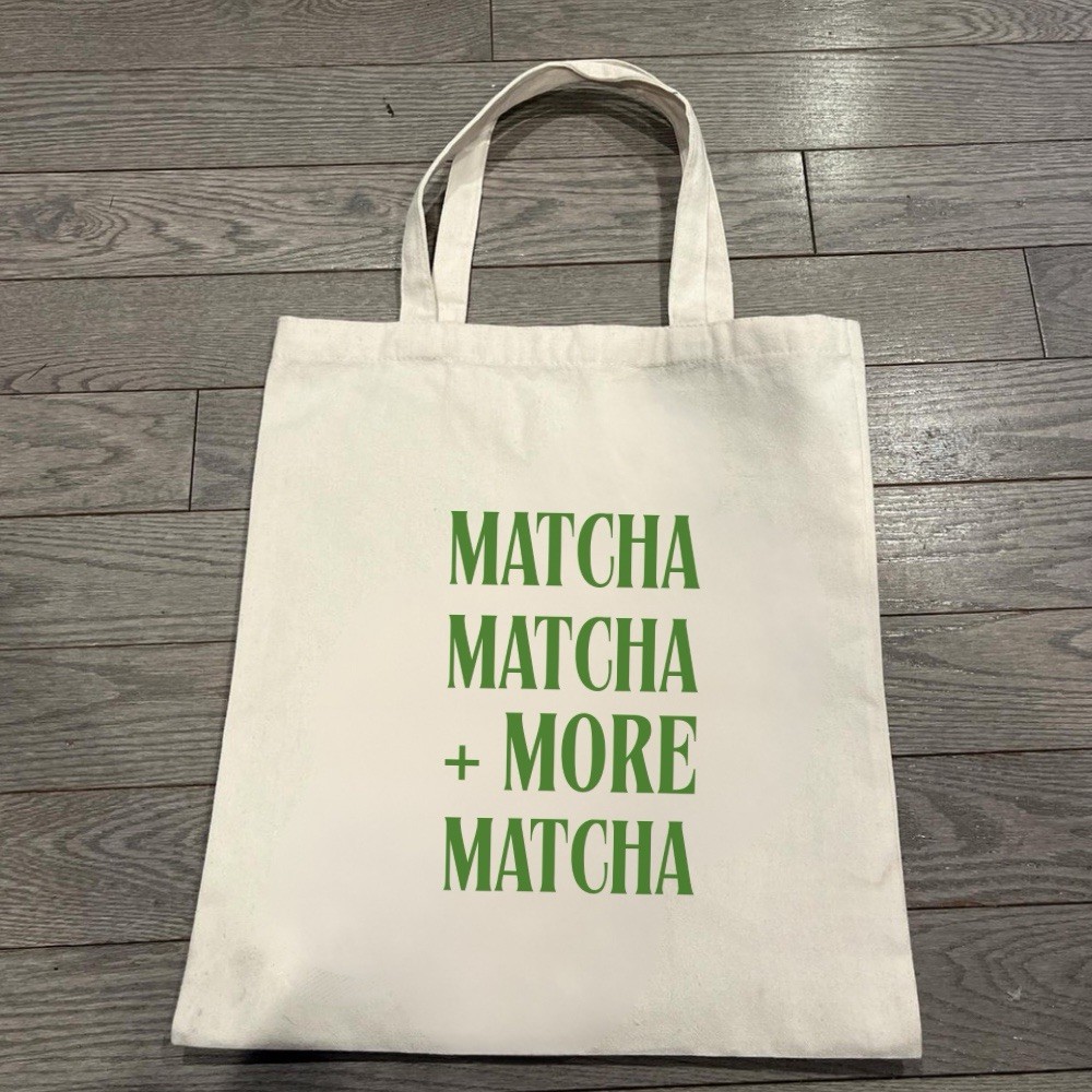 Matcha Lover Canvas Tote Bag | Minimalist Green Tea Design