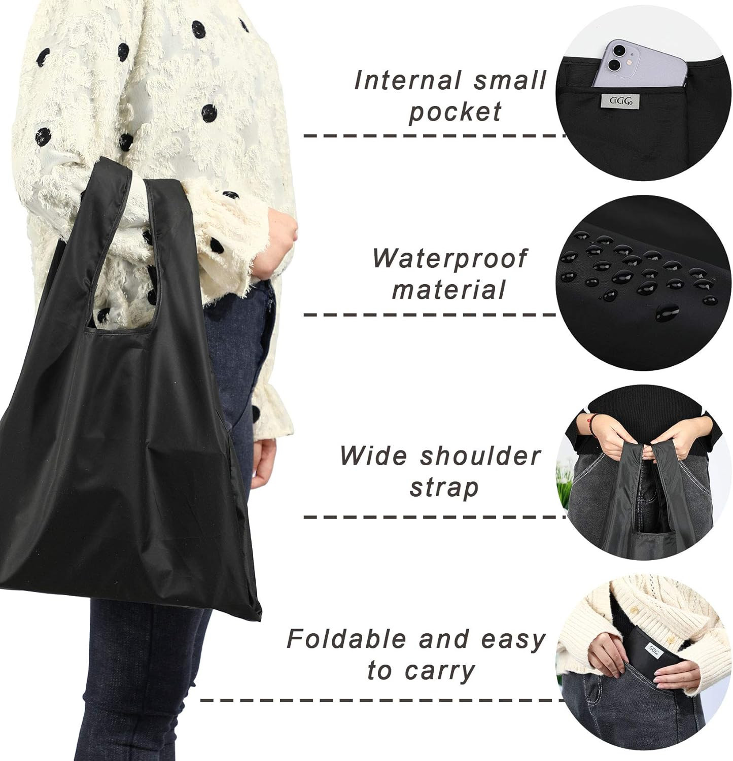 6 Pack Reusable Grocery Bags Heavy Duty Foldable Waterproof Shopping Tote Bags