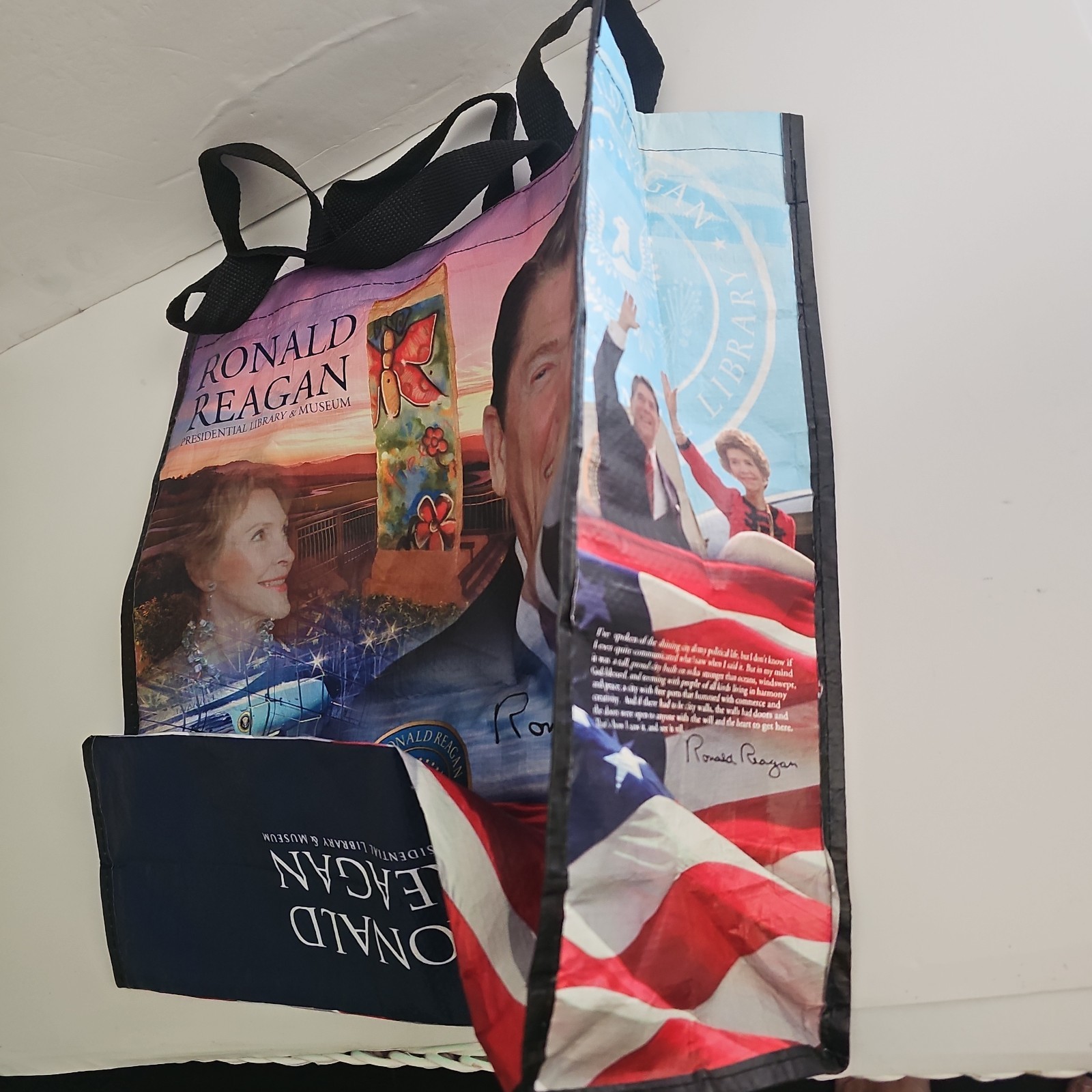Ronald Reagan Reusable Shopping Tote Bag Size 5x15x15″ Presidential Library