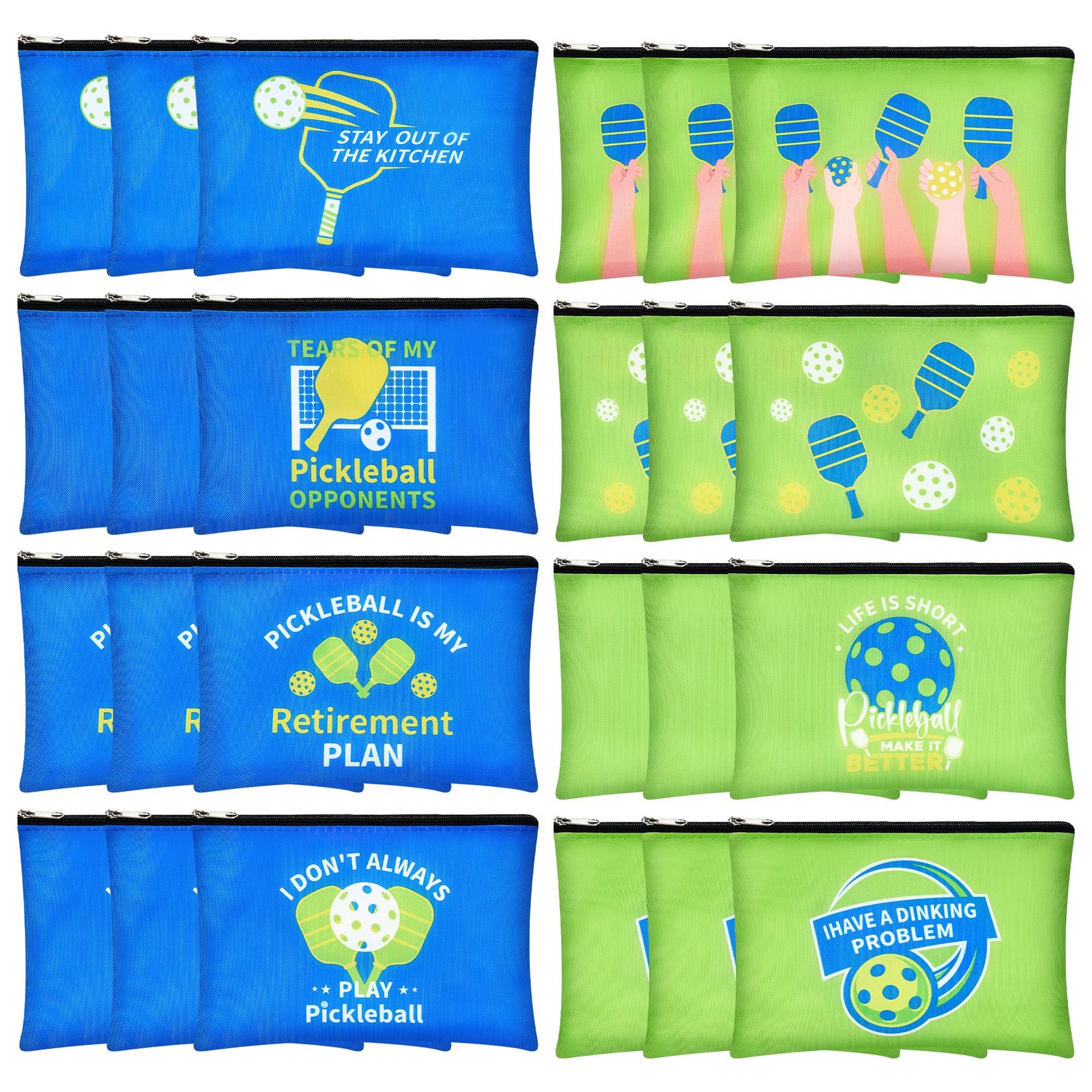 24 Pcs Pickleball Makeup Bags Bulk Gifts for Women, Multicolor