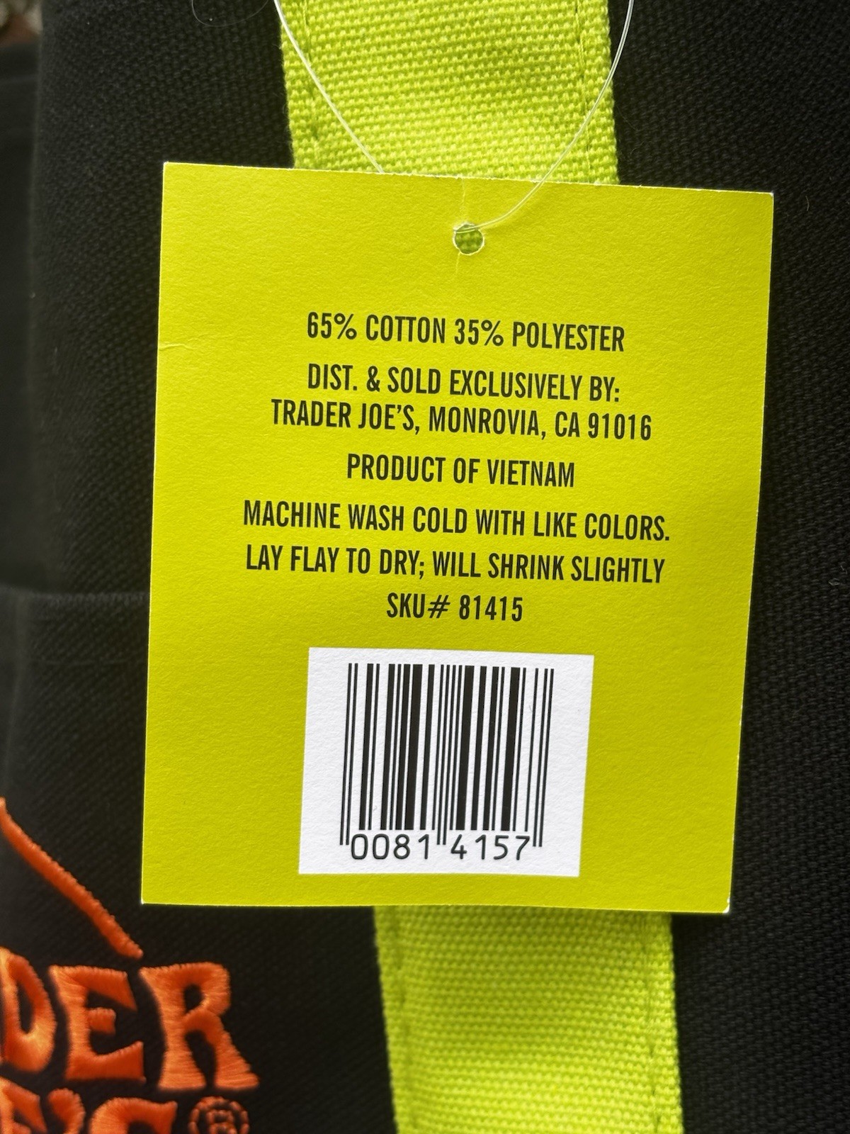Trader Joe’s 🎃 Halloween 🎃 Mini Tote Bag Limited Edition Authentic Black Green