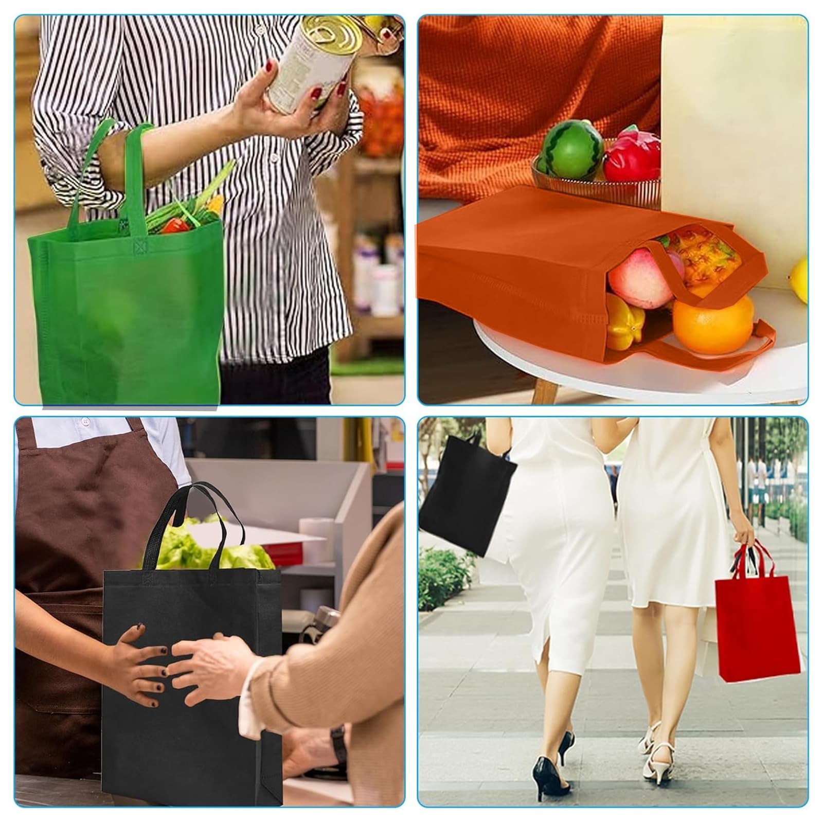 Voittozege 60 Pack Non Woven Tote Bags, 14x10x4 Inch Reusable Gift Bag Tote Good