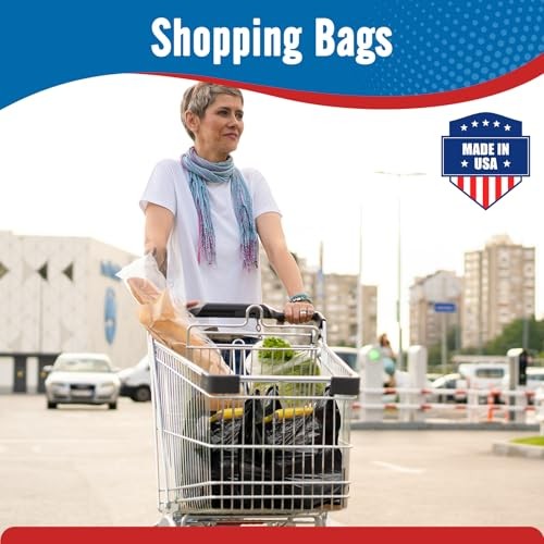 Black Plastic Grocery Bags 11.5″ x 6.5″ x 21″, T-shirt, 1000 Count Plain Black