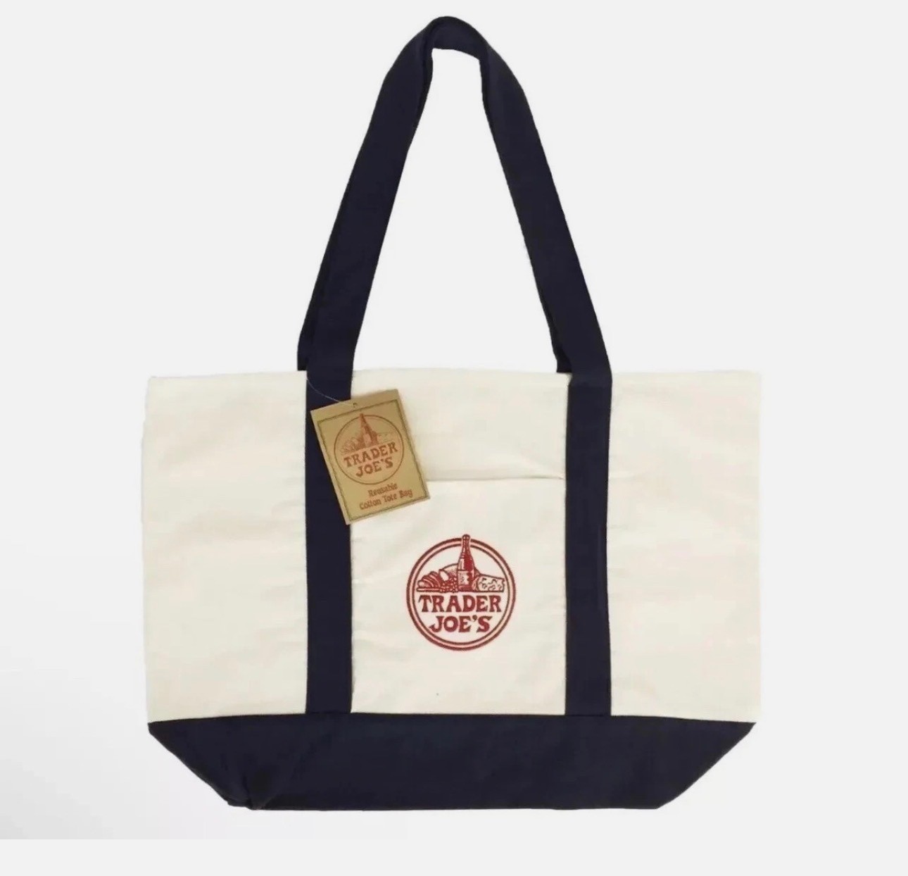 Trader Joe’s Canvas Tote Shopping Bag – LARGE CLASSIC NAVY – NEW with TAGS