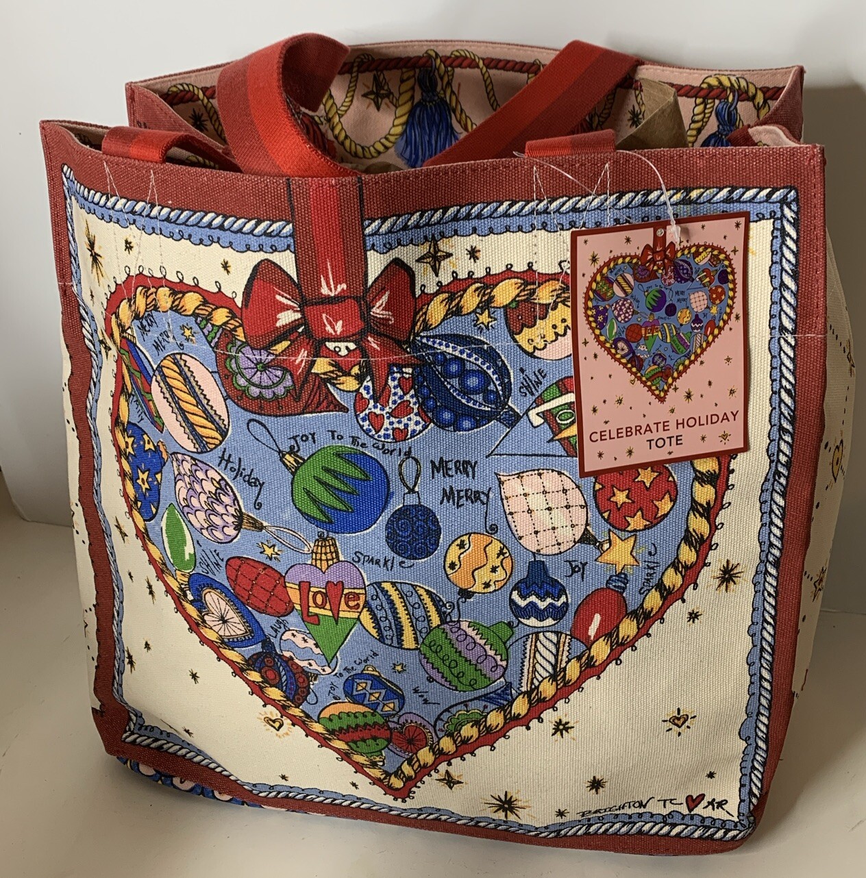 Brighton Heavy Duty Canvas Tote Shopper Celebrate Holiday Christmas D30281 W/Tag