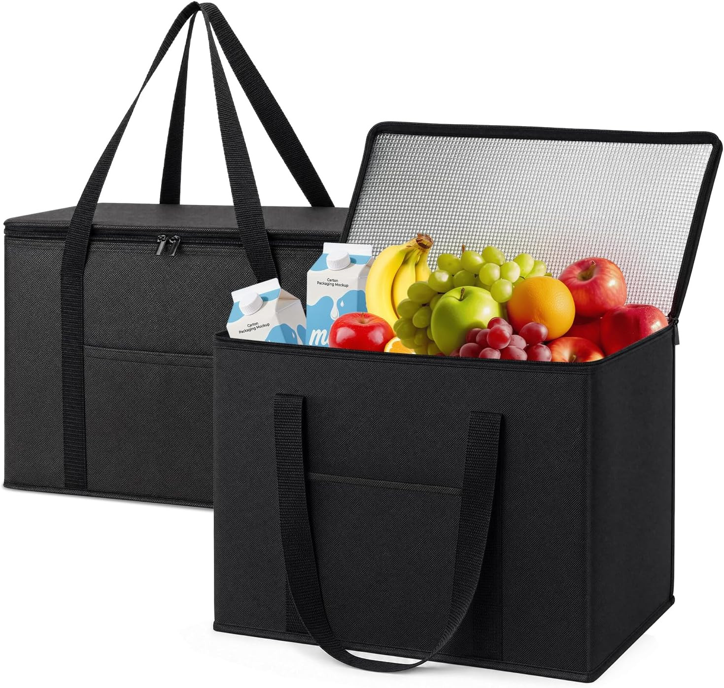 2 Pack Insulated Grocery Bags, Collapsible Insulated Cooler Bag, Reusable Shoppi