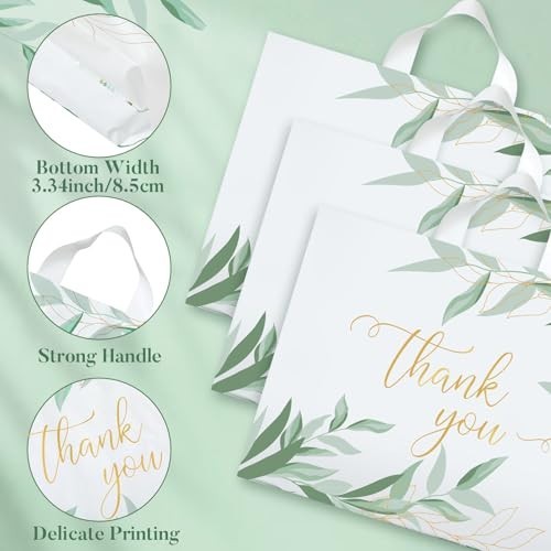 200 Pack Large Thank You Shopping Bags – 15″x12″ Heavy Duty Reusable Plastic Gif