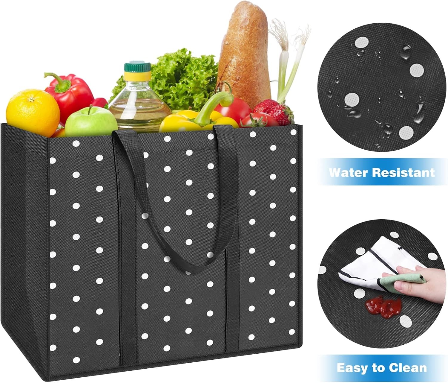 10 Pack Reusable Grocery Bags 35L Large Waterproof Heavy Duty Tote Shopping Set