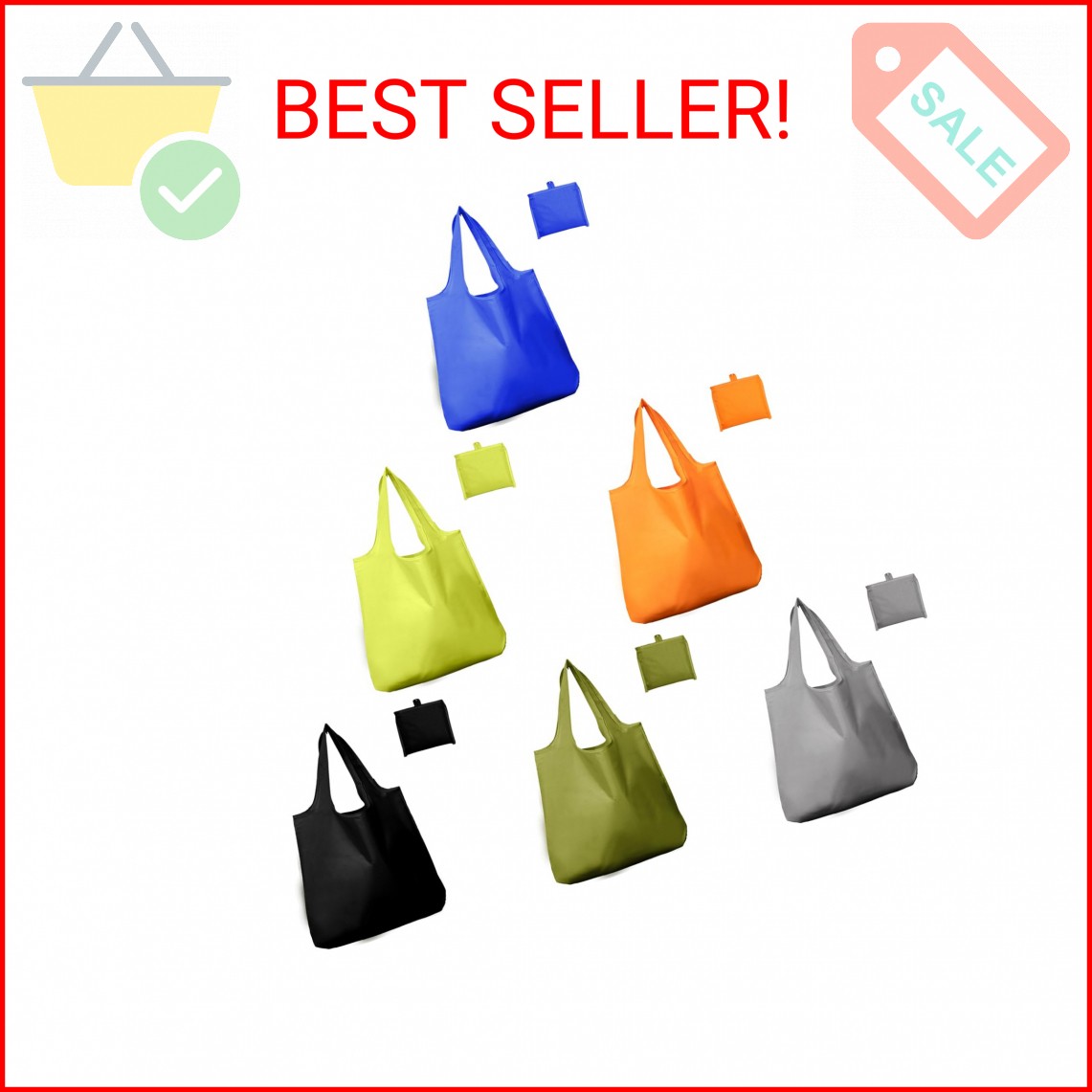 Zenloria Foldable Reusable Grocery Bags – Heavy Duty 6 Pack with Handles | XL To