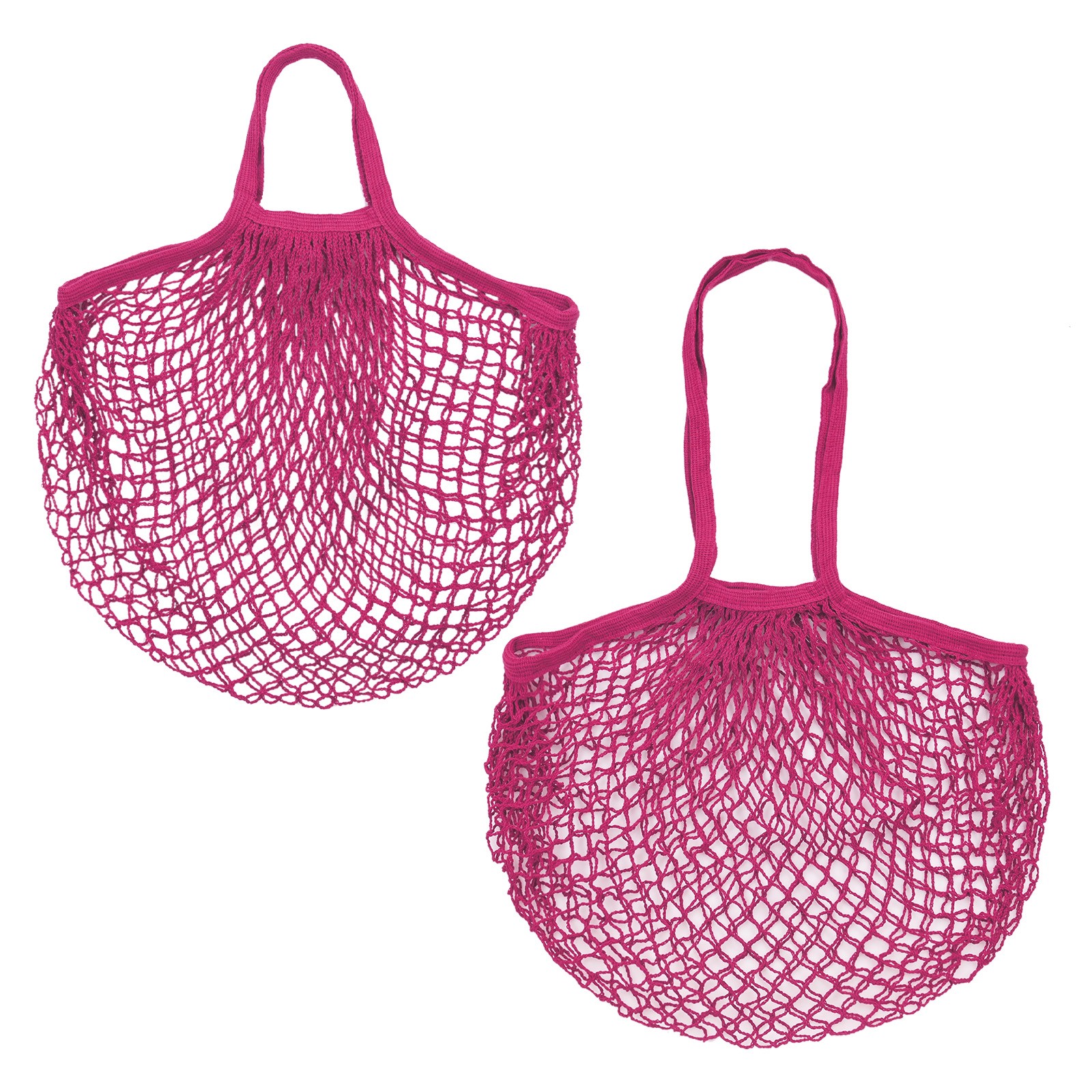 2-Pack Reusable Mesh Net String Grocery Bags [Rose Red,Long&Short Handle]