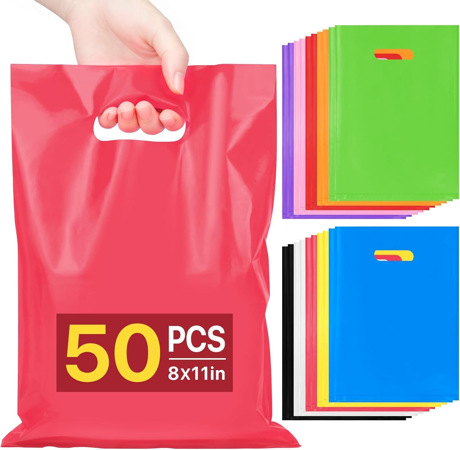 50 PCS Multicolor Party Favor Bags 8″x11″, Goodie Bag Bulk for Candy Jewelry