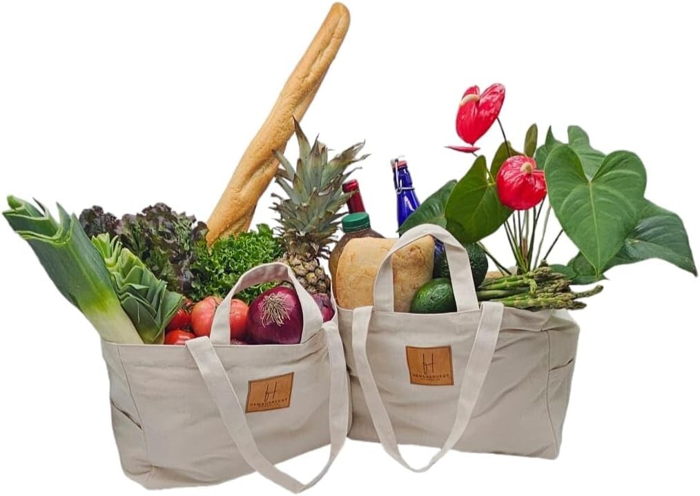 Soft Eco-Friendly Canvas Grocery Totes – Large Reusable Bags with Smart Pockets